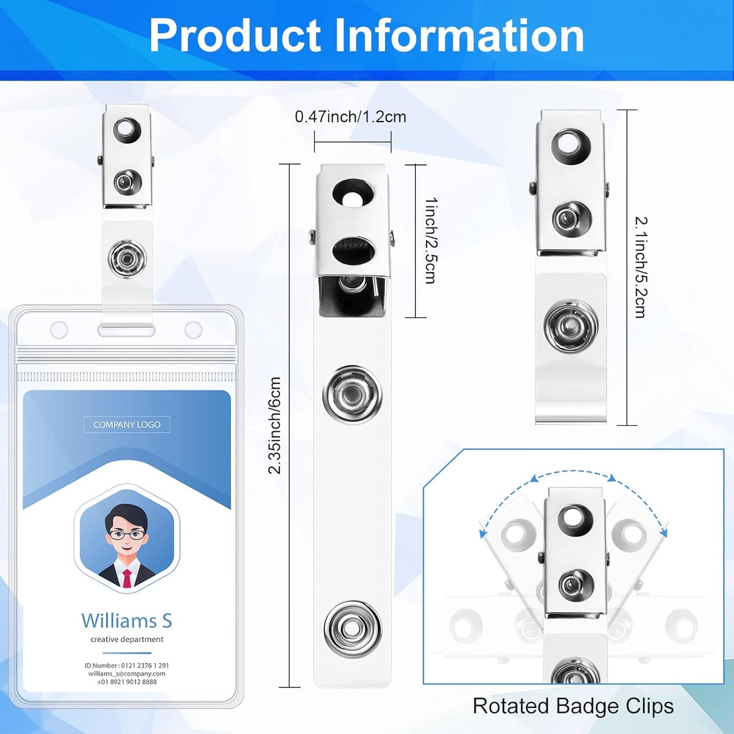 400 Pack Metal Badge Clips with Clear PVC Straps Double Hole ID Badge Clips for Name Tag ID Cards and Badge Holders, Office Supplies