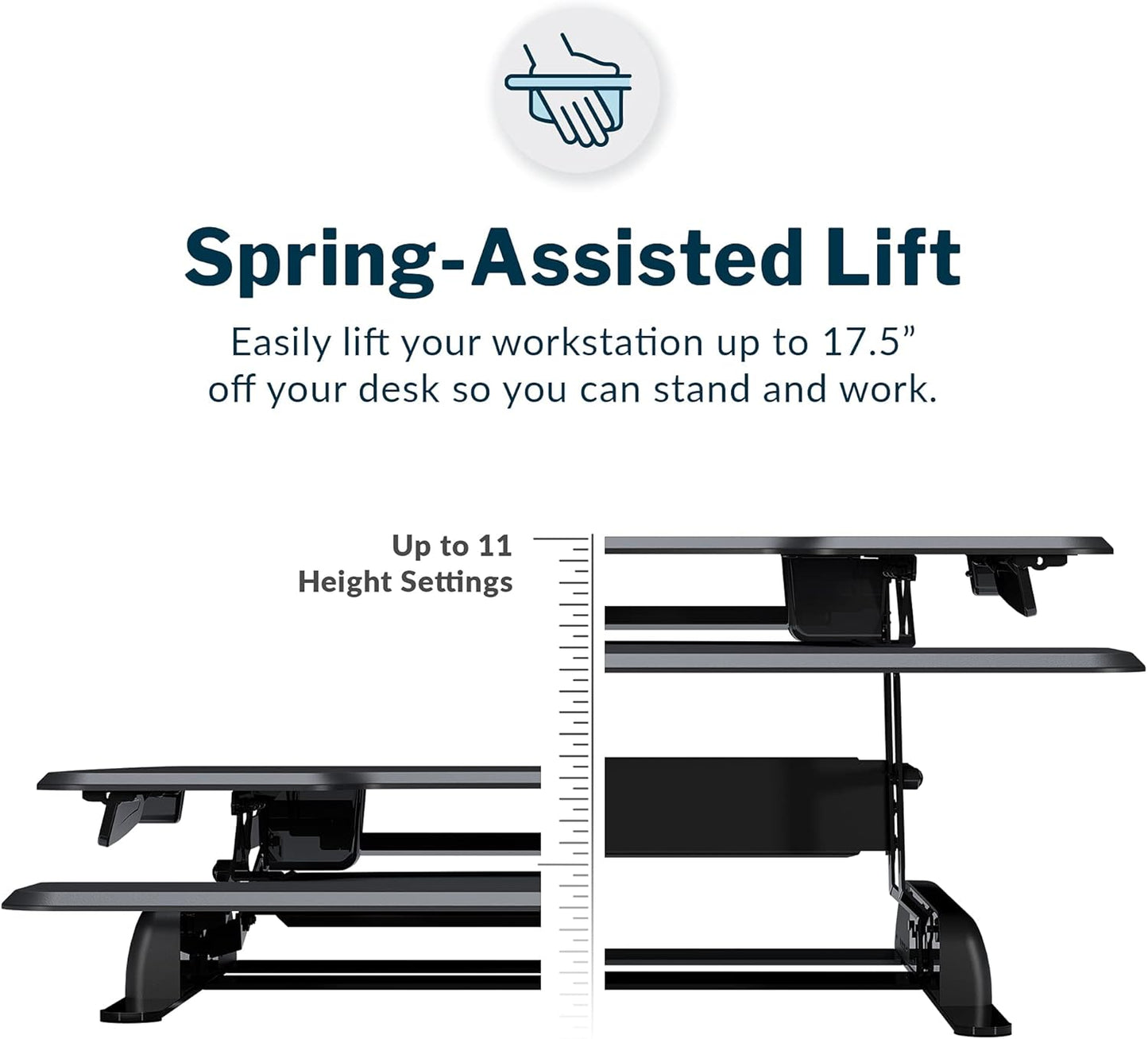 Vari - VariDesk Essential 36 - Two-Tier Standing Desk Converter for Monitor & Accessories - Height Adjustable Sit Stand Desk - Fully Assembled Monitor Riser for Home Office - 36" Wide, Black