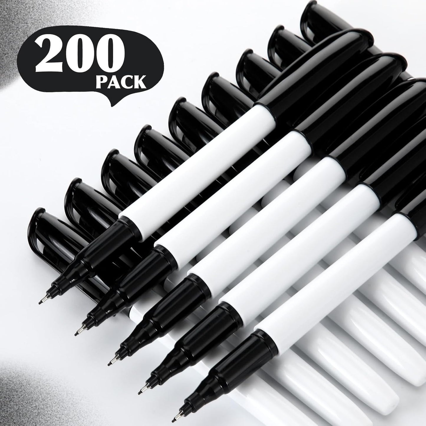 200 Pack 0.4mm Ultra Fine Point Permanent Marker Bulk, Fine Tip Permanent Markers Set, Quick Dry, Waterproof, Durable, Works on Paper, Glass, Ceramic, Plastic, Wood, Rock, Metal (Black)