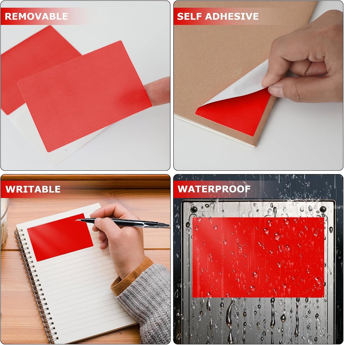 Red Color Coding Labels 3 × 2 Inches Self-Adhesive Rectangle Stickers Waterproof Name Tags for Office School Home 40 PCS