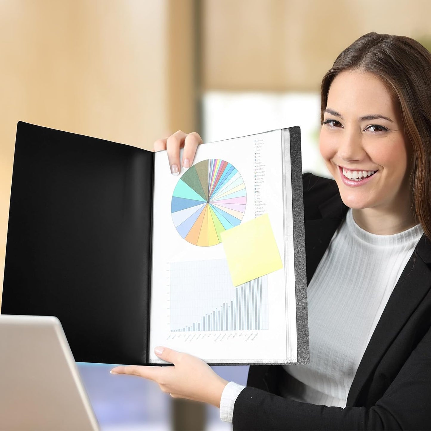 Marspark 4 Pcs Binder with Plastic Sleeves Large 8.5" x 11" Display Presentation Book 40 Pocket 80 Pages Art Portfolio Folder Clear Sheet Protector for Photo Document (Black)