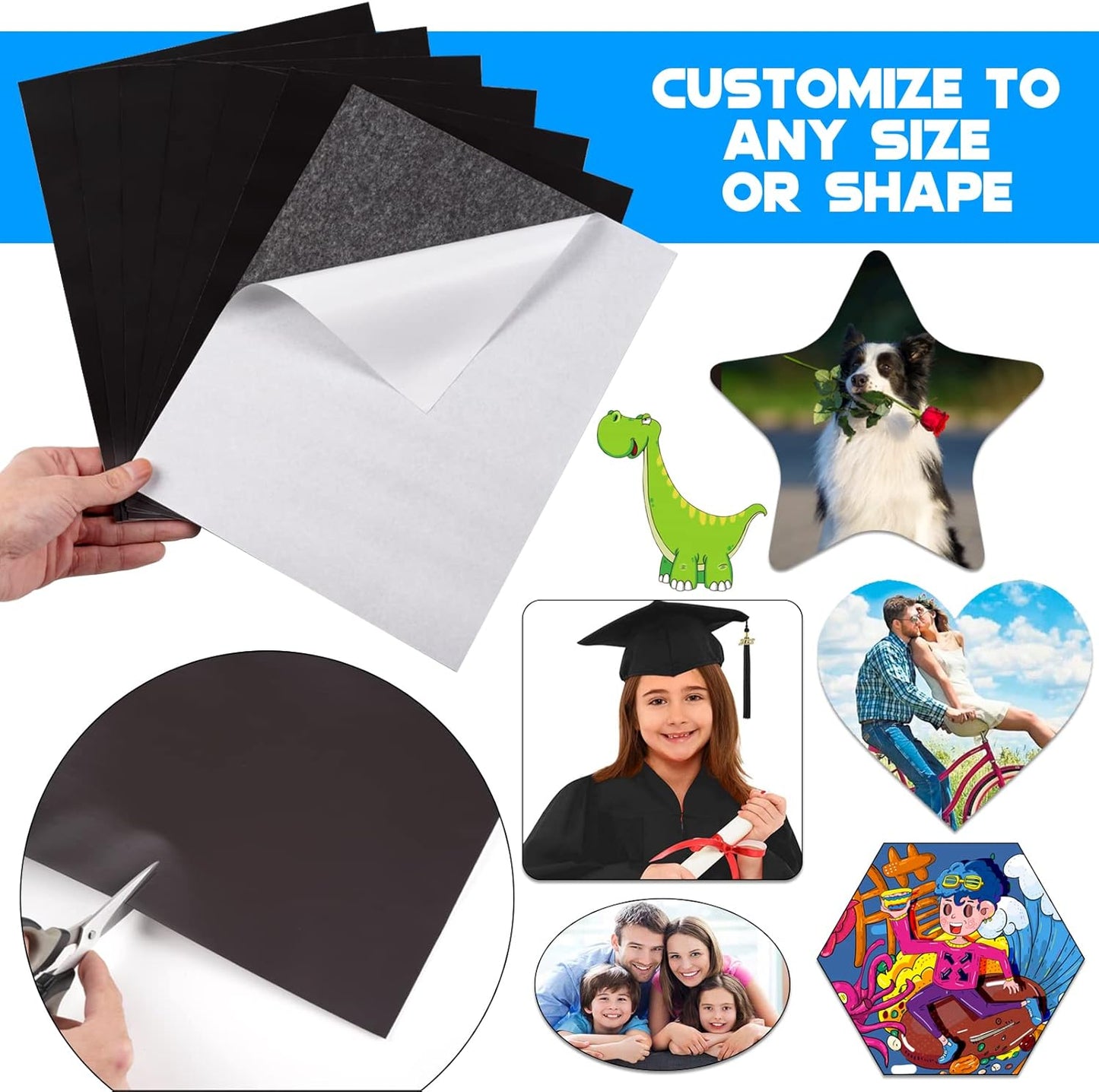 8.5X11 Inches Magnet Sheets for Letter Size (Pack of 24),Peel and Stick Magnetic Sheets with Self-Stick Adhesive,Cuttable, Turn Your Designs Into Magnets Easy