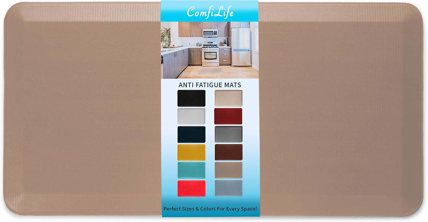 ComfiLife Anti Fatigue Floor Mat – 3/4 Inch Thick Kitchen Mats for Floor, Standing Desk Mat, Kitchen Rug – Comfort at Home, Office – Durable – Stain Resistant – Non-Slip Bottom (24" x 70", Beige)