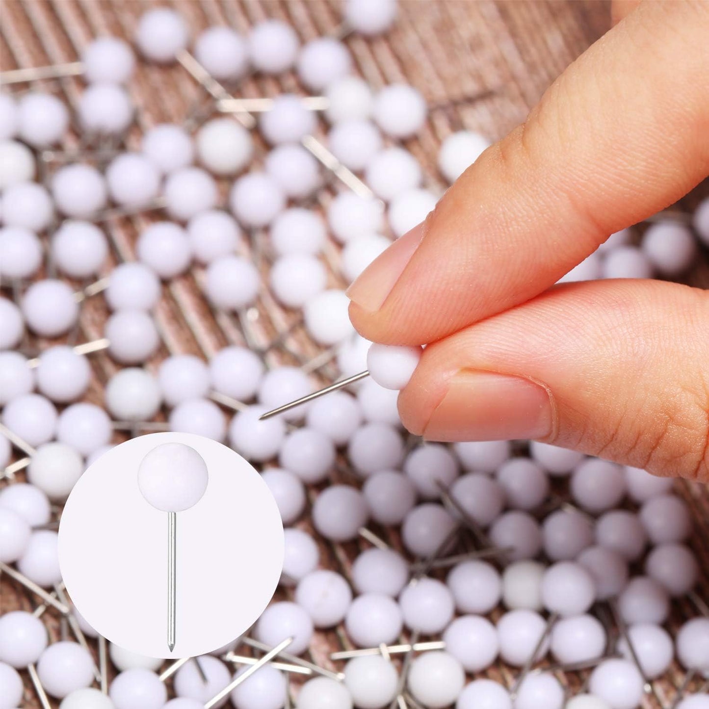 Map Tacks Push Pins Small Size 300 Packs (White, 1/5 Inch)