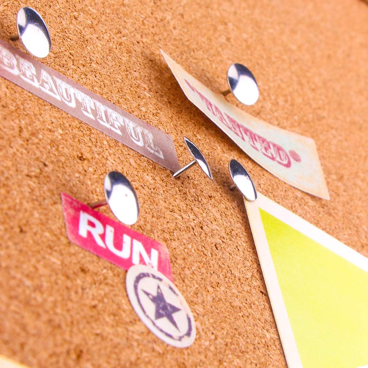 Yalis Thumb Tacks 500-count, 3/8-inch Steel Roundness Push Pins Office Tacks for Corkboard (Silver)