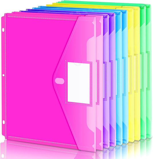 Forvencer Binder Pocket, 10 Pack Super Heavyweight Plastic Folders with Tight Closure, Folders with Pockets Side Loading, Binder Organizer, Binder Dividers with Pockets, Letter Size, Assorted Colors