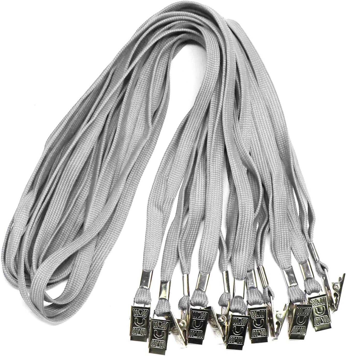 Ollain Badge Lanyards Neck Bulk Cruise Lanyards Lanyard with Clip for ID Card Name Tags Badge Holders (Gray, 50 Pack)