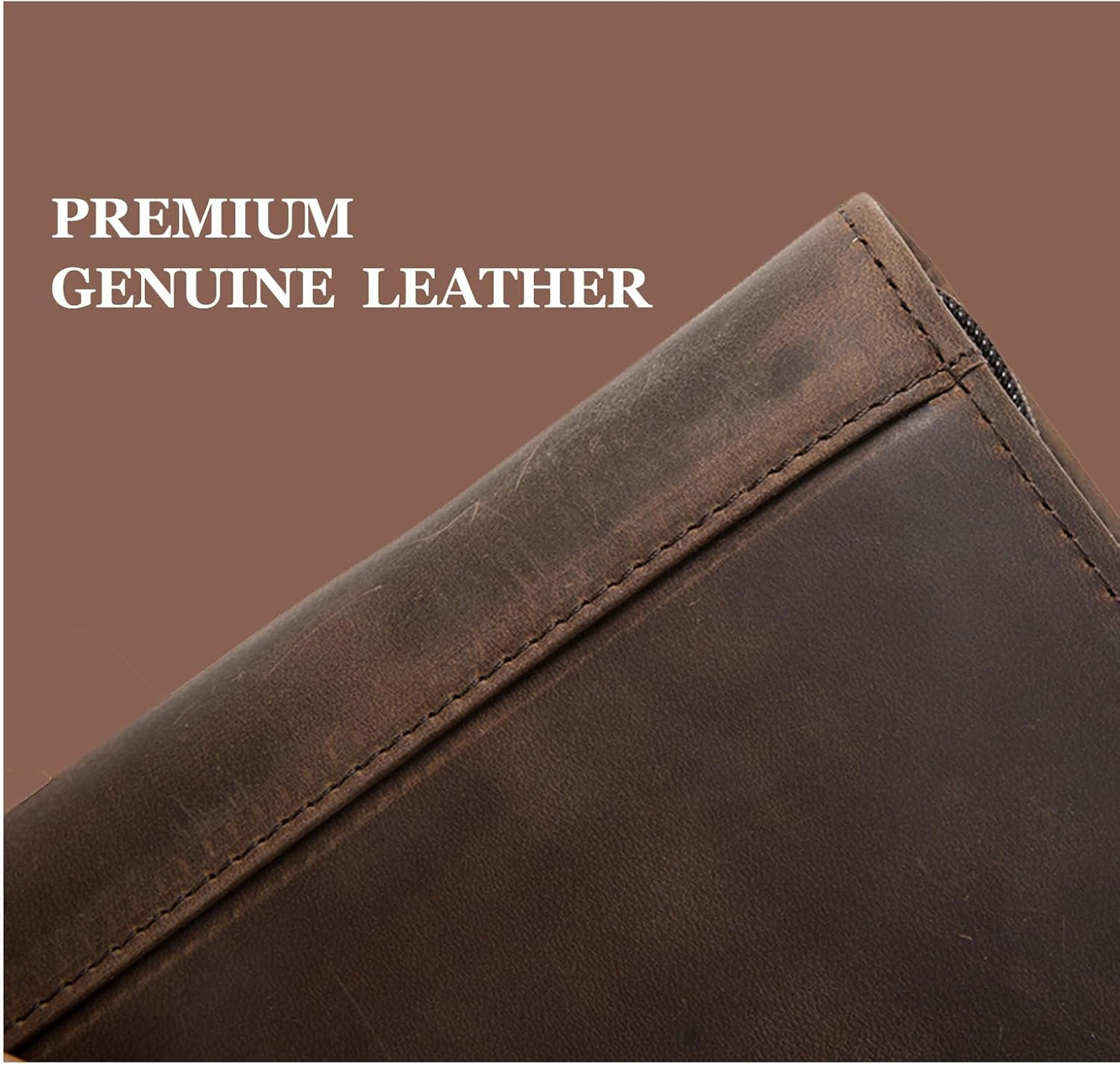 Genuine Leather Portfolio with Front Pocket for Men and Women, 8.5 x 11 Legal Pad Notepad Holder, Zippered Business Organizer, Professional Executive Letter Notebook Folder for Work, Dark Khaki