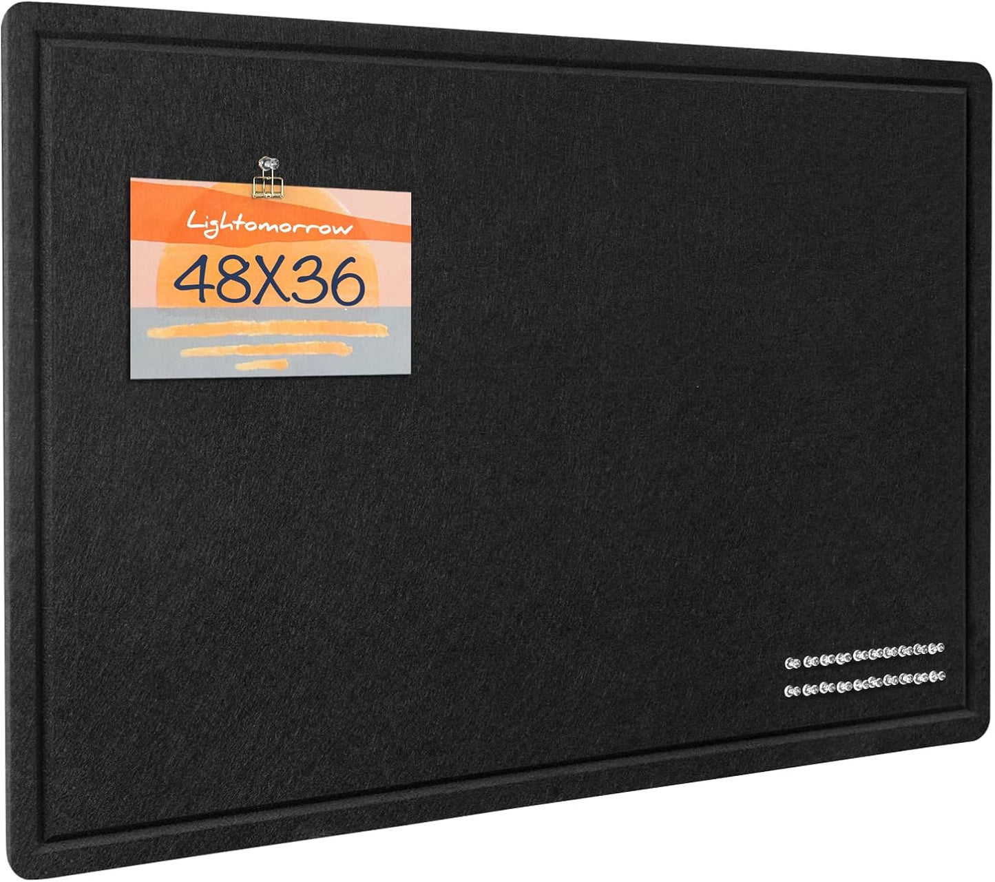 Large Bulletin Board - 48 x 36 Inches, Decorative Felt Pin Board for Wall - 4' x 3' Foldable Photo Display Board with Self-Adhesive Tape, Includes 20 Push Pins - Black