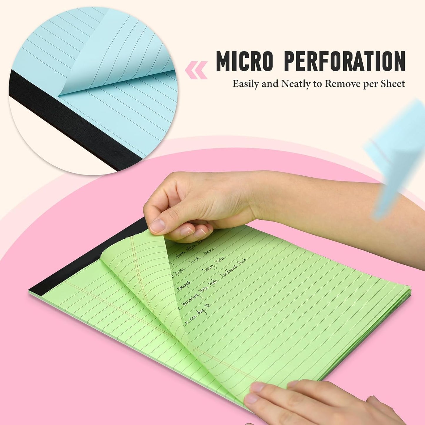 8.5 x 11 Legal Pads, Colored Legal Pads, Wide Ruled, 24 Pack Note Pads 8.5 x 11, Multicolor Perforated Note Pads with Sturdy White Back, Writing Pad,30 Sheets Per Notepad for School, Home, Office
