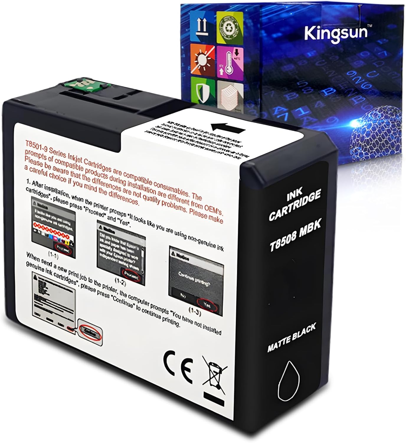 T850 Ink Cartridge T8508 T850800 Remanufactured Work for SureColor P800 (1-Pack, Matte Black)