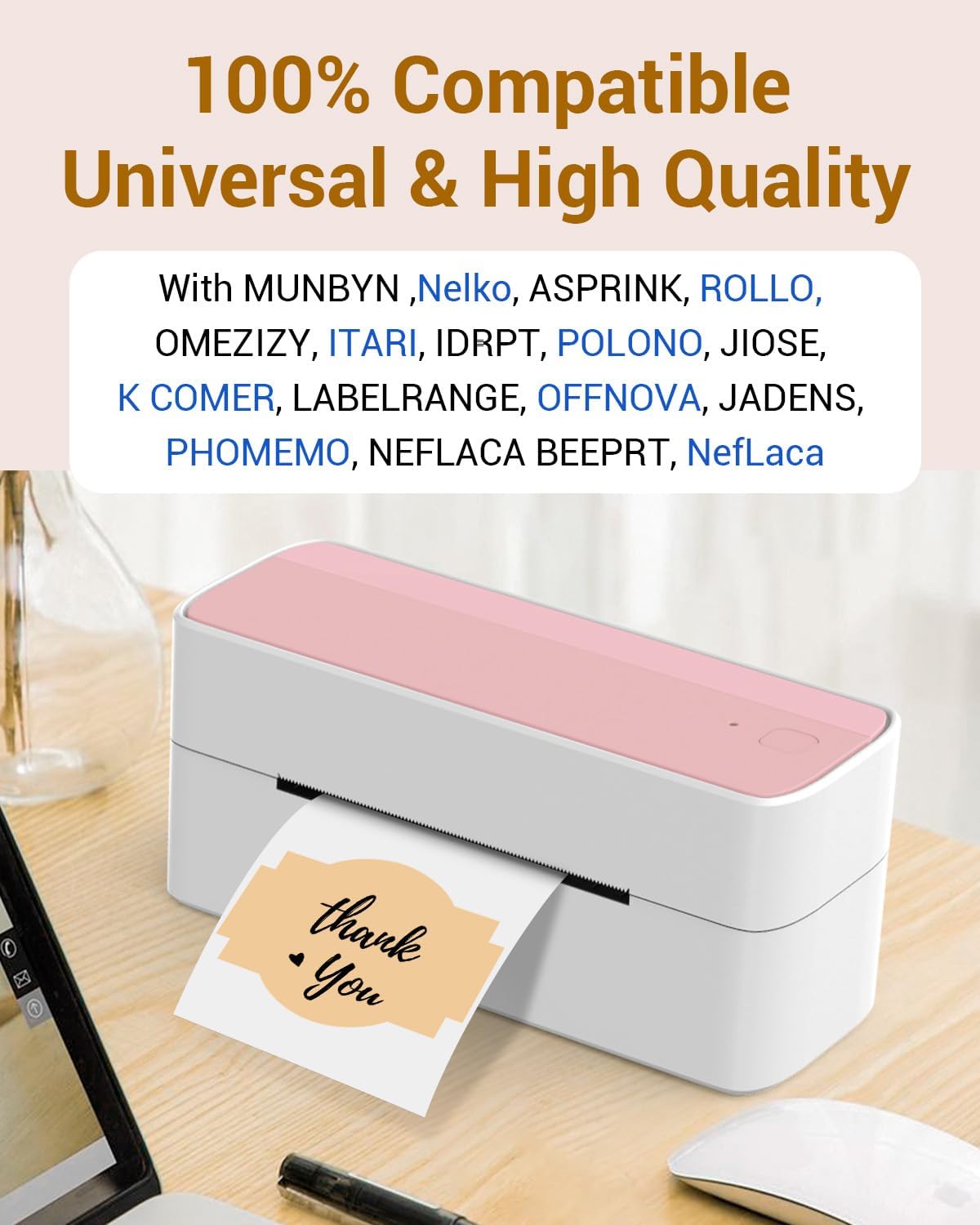 Phomemo Brown Creativity Thermal Labels for Shipping Label Printer for Small Business Supplies - 3" x 2" / 500 Labels/Roll, Commercial Grade Stickers Roll for Custom Stickers Personalized & Business