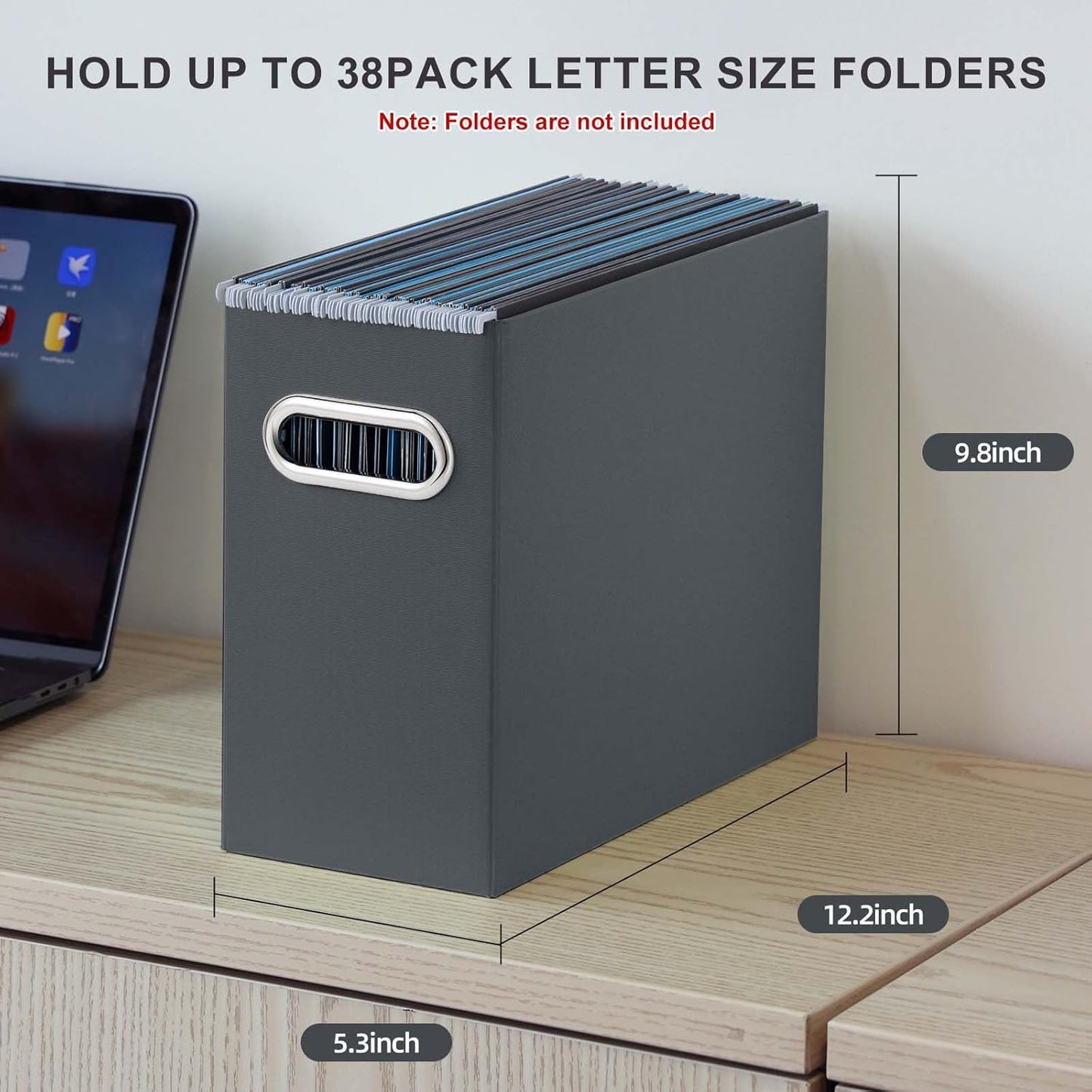 Oterri File Organizer - Small Cardboard Storage Box, Collapsible and Portable With Handle for Letter Size Files, Hanging Folder Box (Dark Grey, Letter Size - 6 Packs)