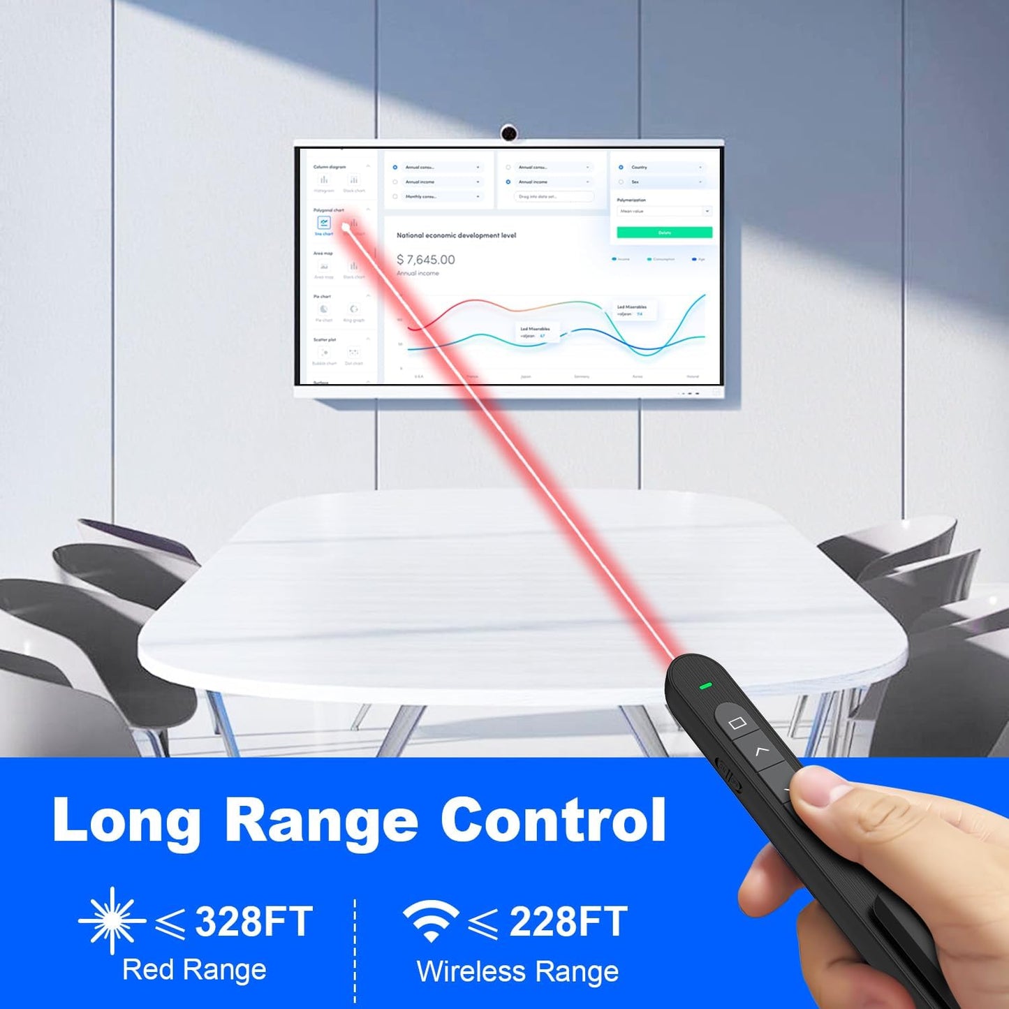 QUI Presentation Clicker for PowerPoint, RF 2.4GHz USB C Wireless Presenter Remote with Volume Control, PowerPoint Clicker Slide Advancer for Mac, Windows, Laptop, Keynote