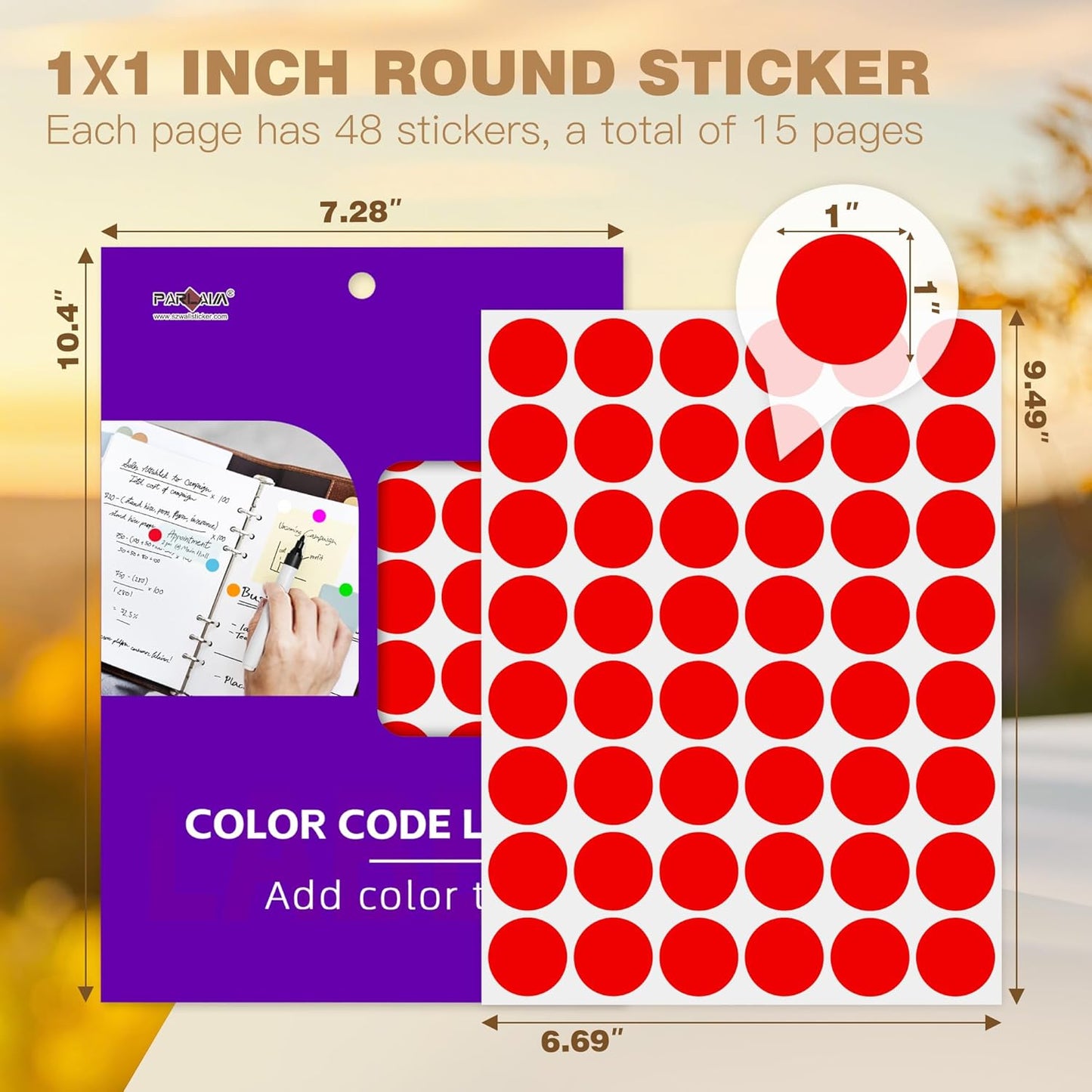 PARLAIM 1 inch Round Red Dot Sticker,720PCS Permanent Adhesive Color Code Circle Sticker Labels for Office Classroom Garage Sale