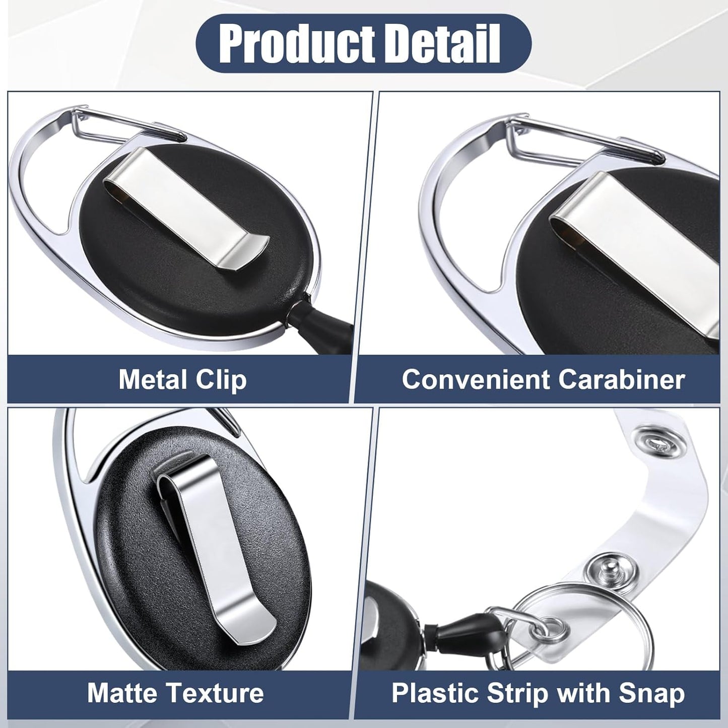 Laumoi 180 Packs Retractable ID Badge Holder Name ID Badge Reel Clips Keychain with Belt Clip and Key Ring for Office Worker Doctor Nurse Employee (Black)