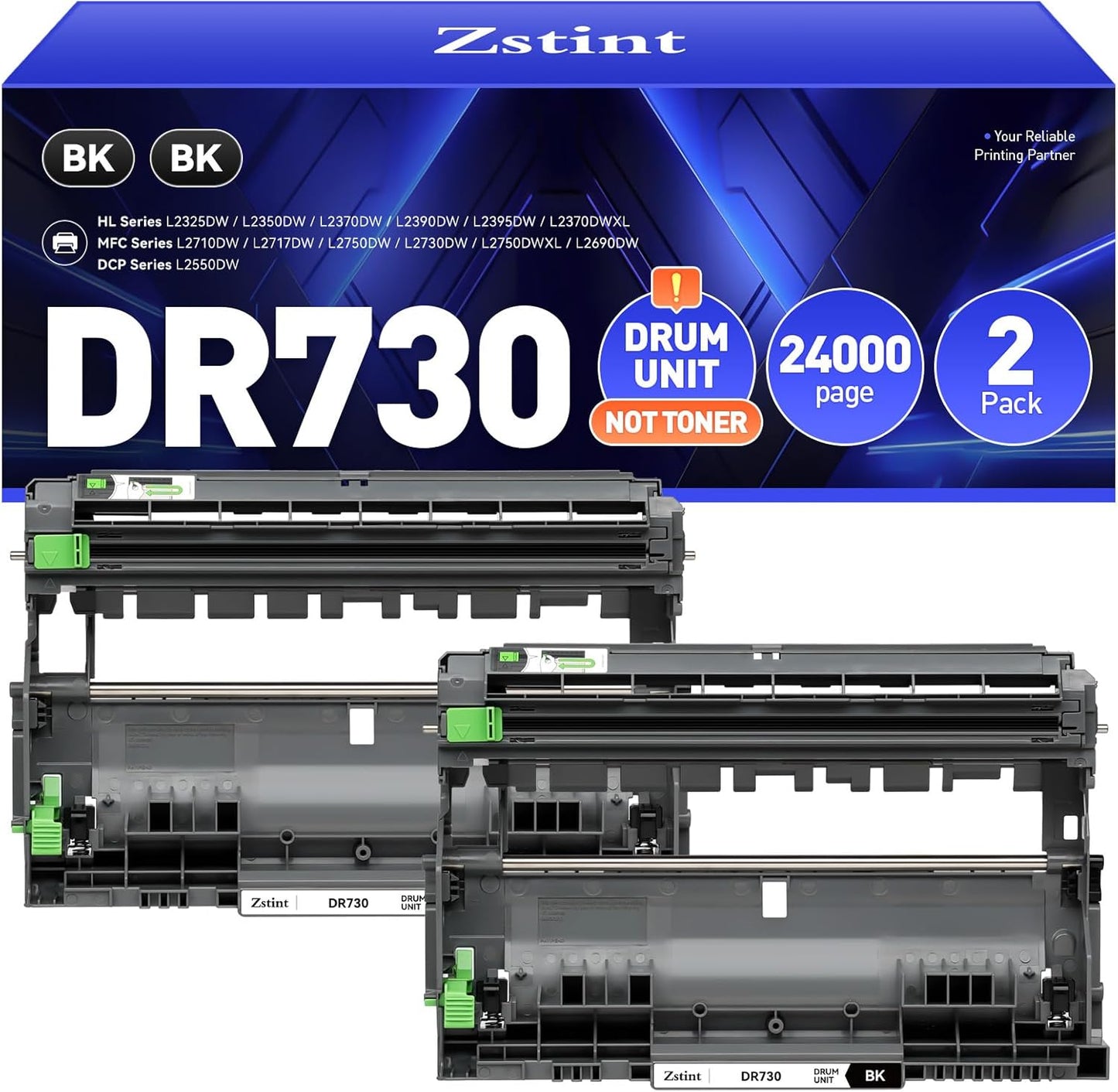 DR730 Drum Unit (Not Toner) 2-Pack Replacement for Brother DR-730 Imaging Drum Compatible MFC-L2710DW MFC-L2750DW HL-L2350DW HL-L2370DW HL-L2395DW HL-L2390DW DCP-L2550DW MFC-L2690DW HL-L2325DW Printer