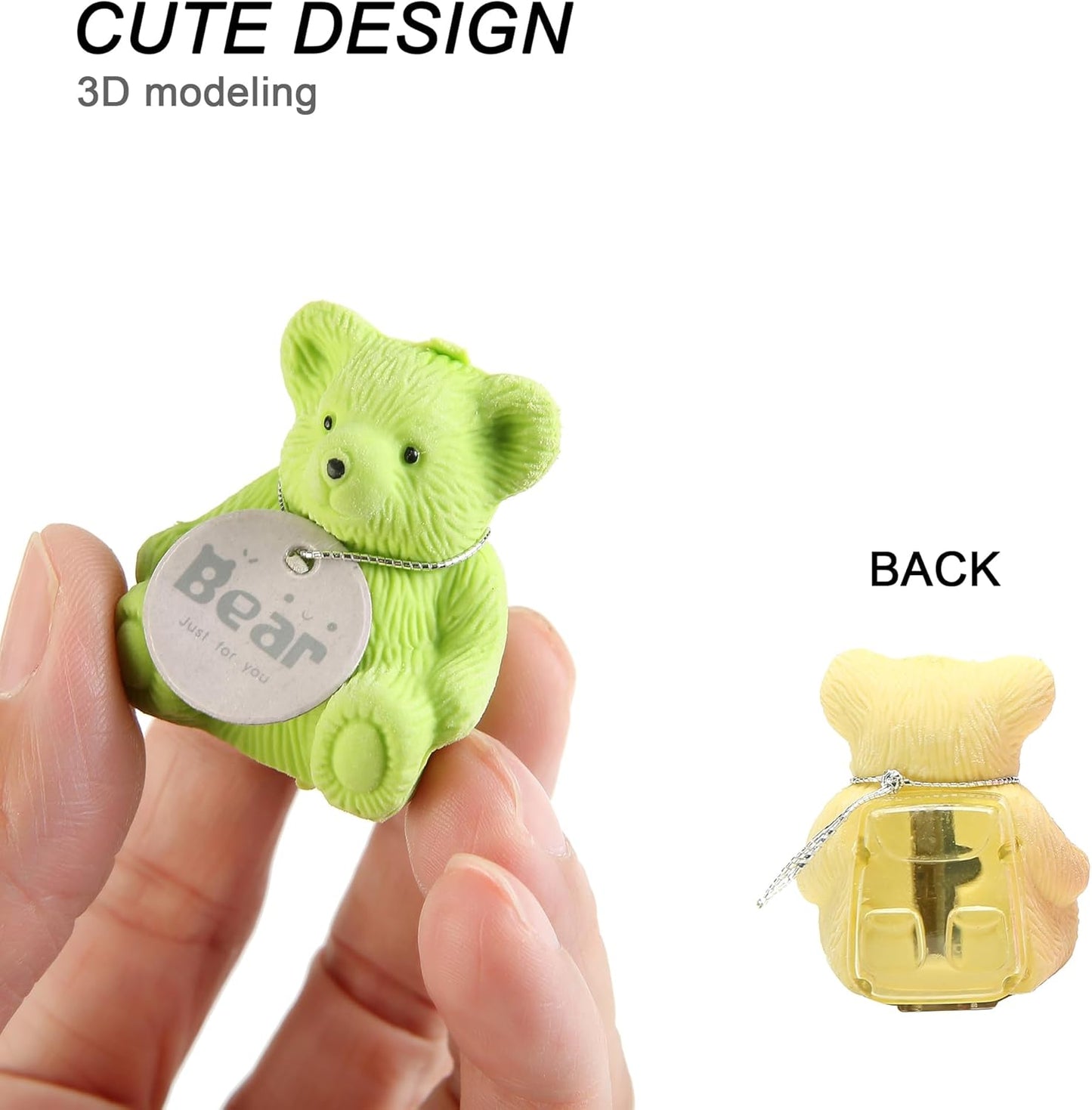 8Pcs Cute Backpack Bear Erasers Desk Pets for Kids, Kawaii Fun Animal Erasers with Pencil Sharpener for School Classroom Supplies Prize Gifts Party Favors