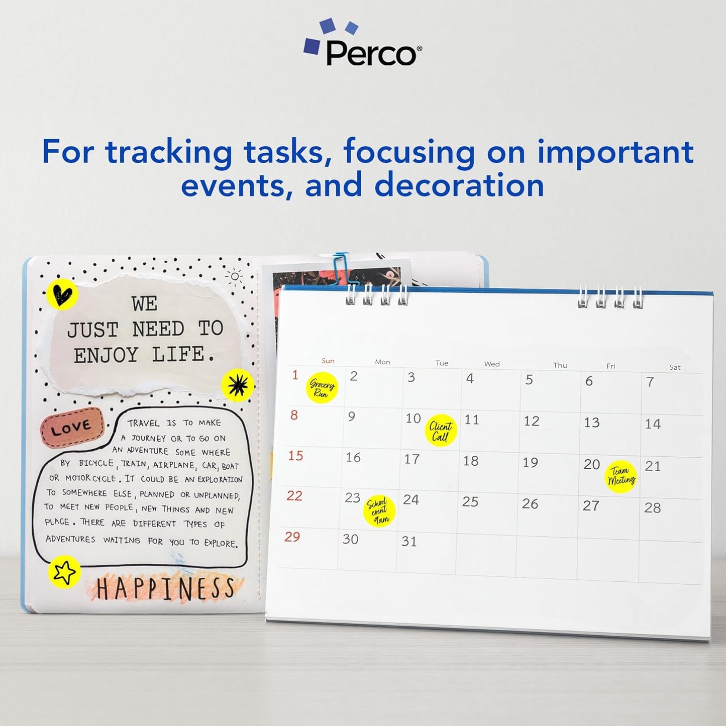 Perco Fluorescent Yellow 1-Inch Round Circle Dot Sticker Labels with Easy Peel Perforation - 1,000 Labels per Roll - Strong Adhesion, Vibrant Colors for Organizing, Crafting & More - Made in USA