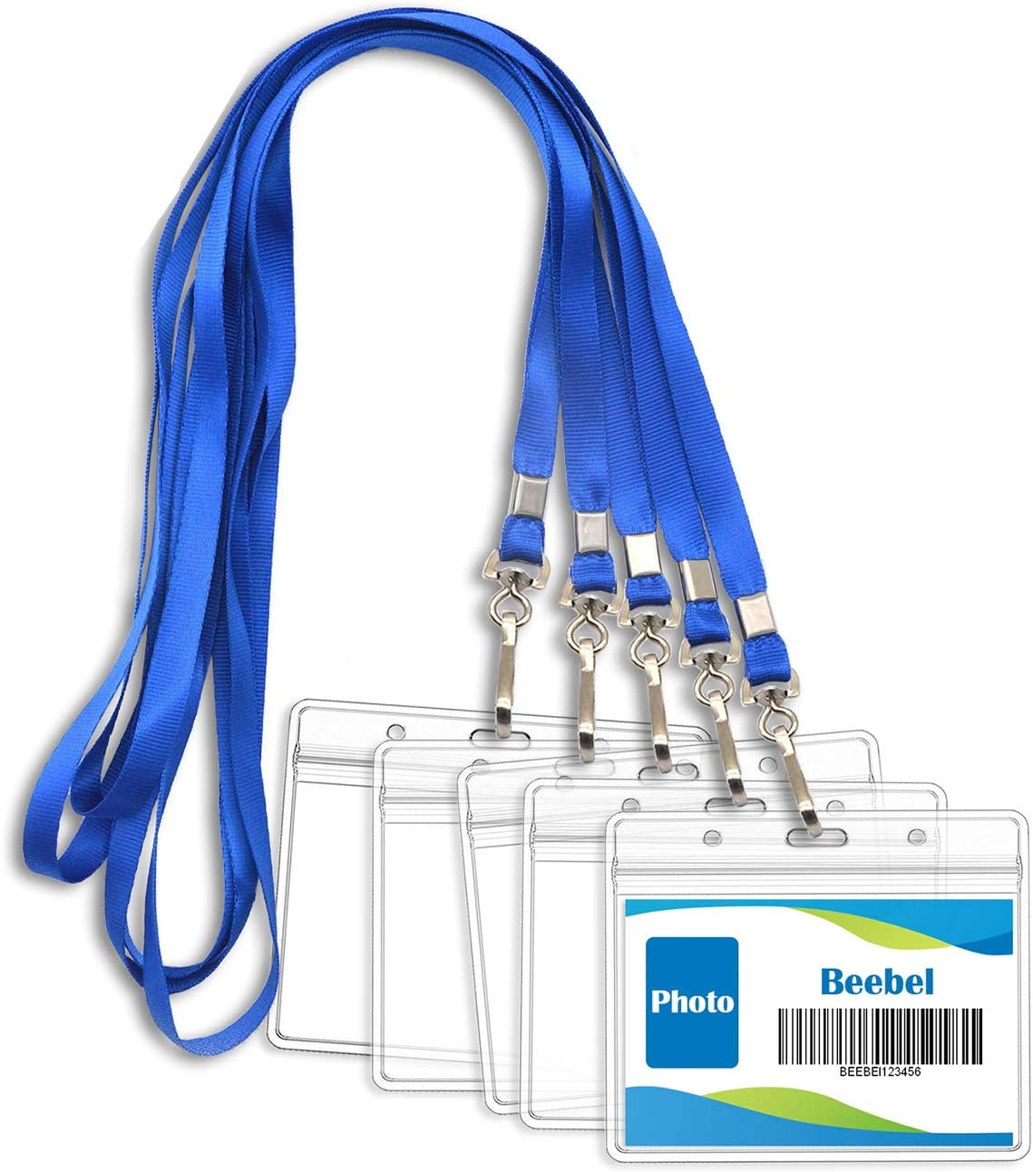 Beebel ID Badge Holder Lanyards with Waterproof Badge Card Bulk Lanyard for Name Tags Holders(Blue)