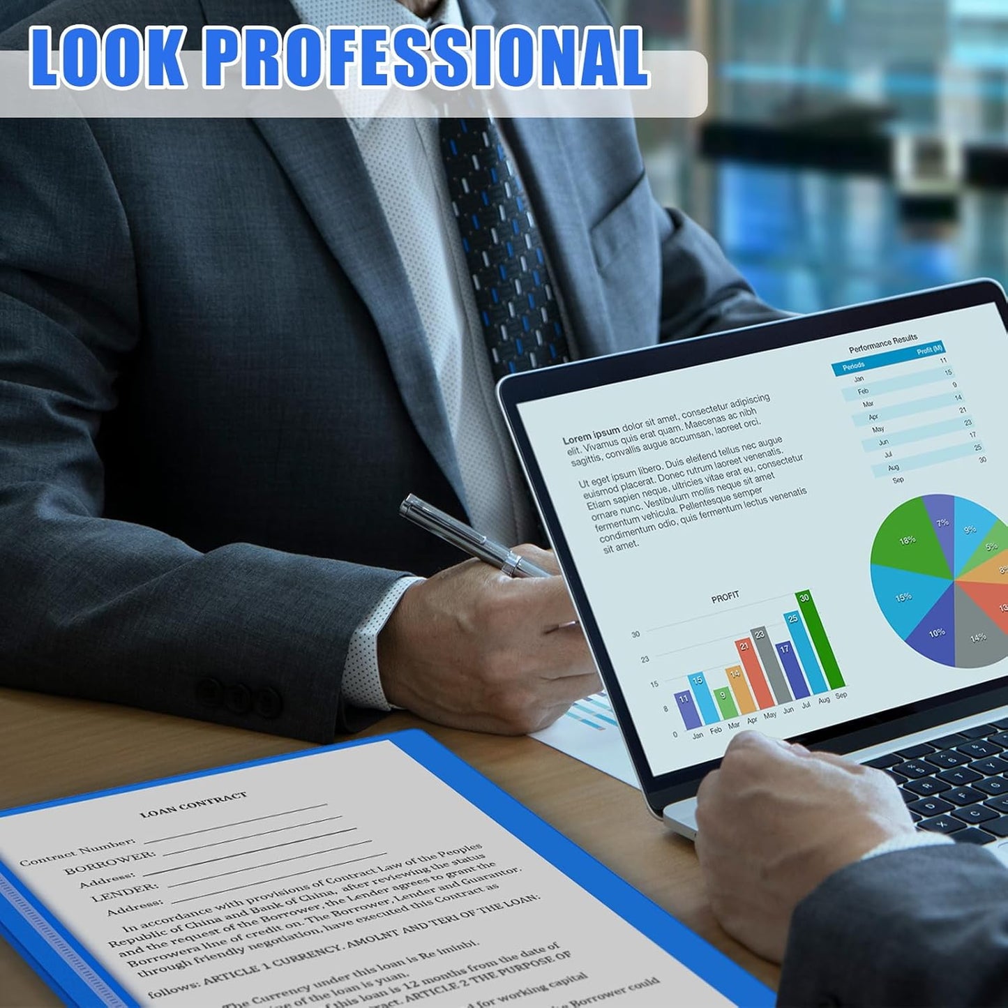 Teling 150 Pcs Plastic Report Covers with 3 Prong Clear Front Resume Folder Business Report Covers Bulk Presentation Folders Clear Front Report Folders for Documents, School, Office(Blue)