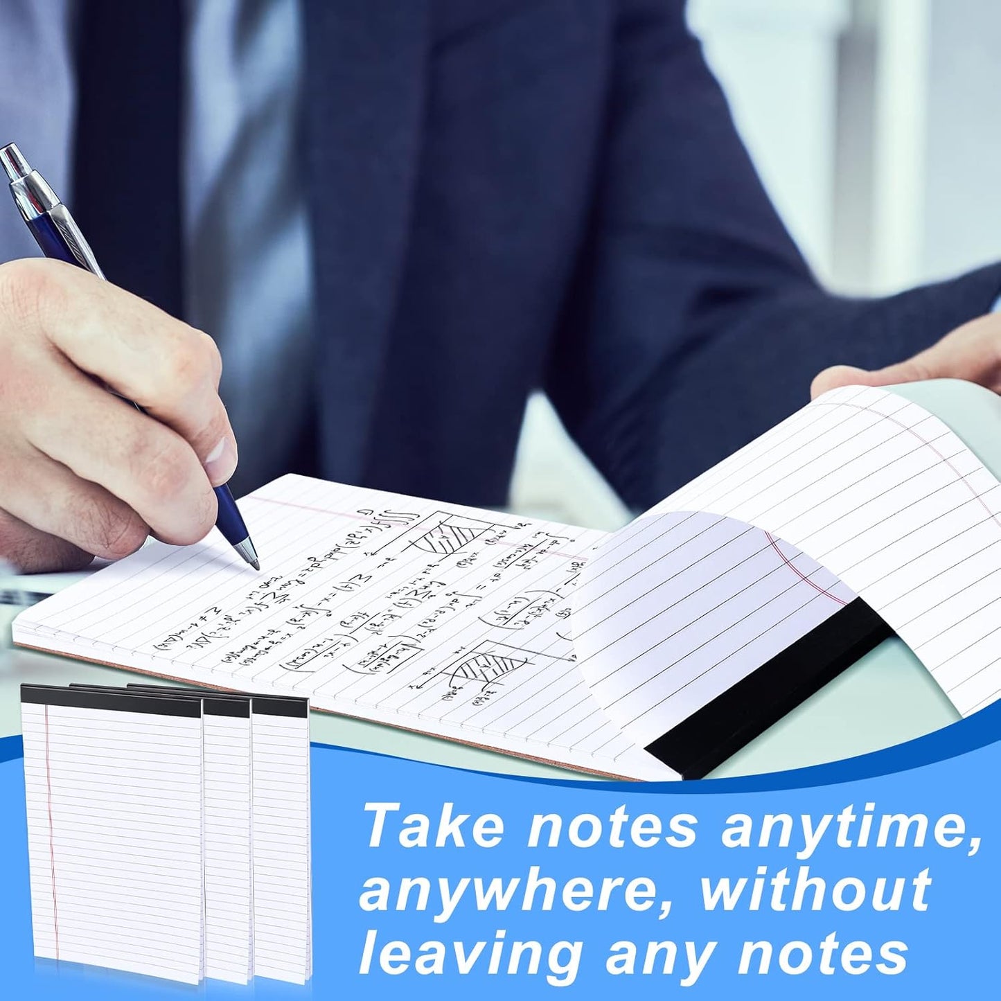 Gueevin 100 Pcs Legal Pads 5x8 Inch Note Pads Lined Small Notepads Bulk Wide Ruled Writing Paper 5 x 8 Mini Notebook for School, College, Office, Classroom Supplies, 40 Sheets (White)