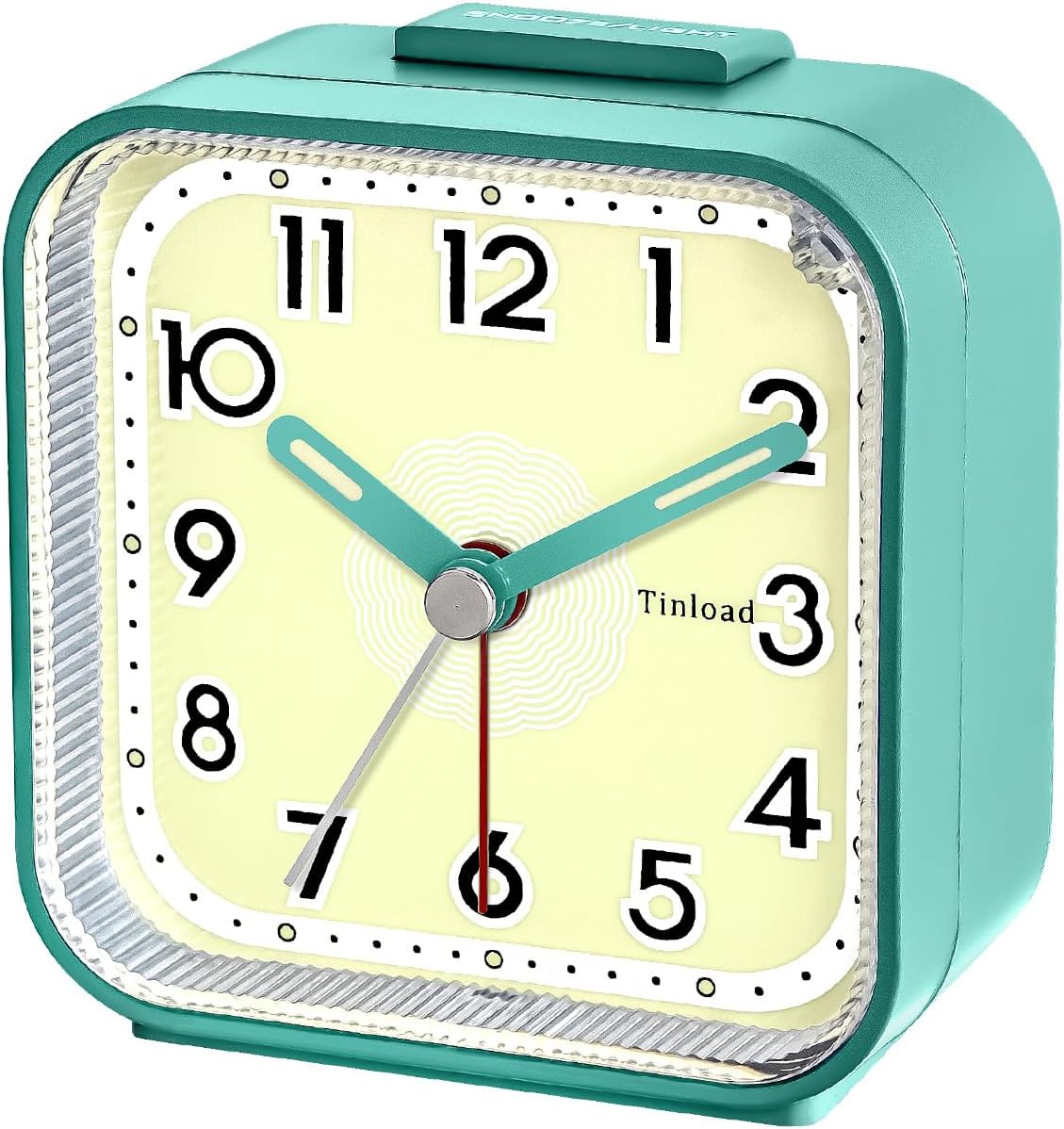 Small Analog Alarm Clock Silent Non Ticking, Ascending Beep Sounds, Snooze,Glow in Dark dial, Manual Light, Battery Operated(Green)