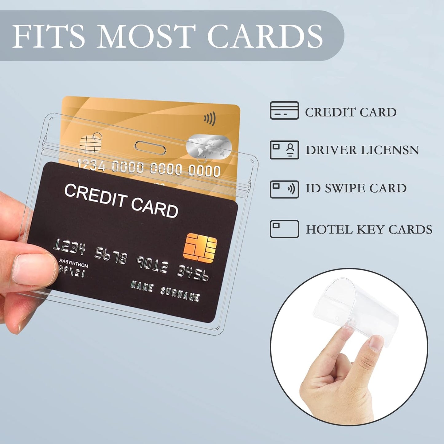 4x3 Inches Horizontal Badge Holder, Clear ID Card Holder with Waterproof Resealable Zip Type Protector, Badge Sleeve Fits Name Tag Holder/RFID/Proximity/Credit Card (200pcs-Horizontal)