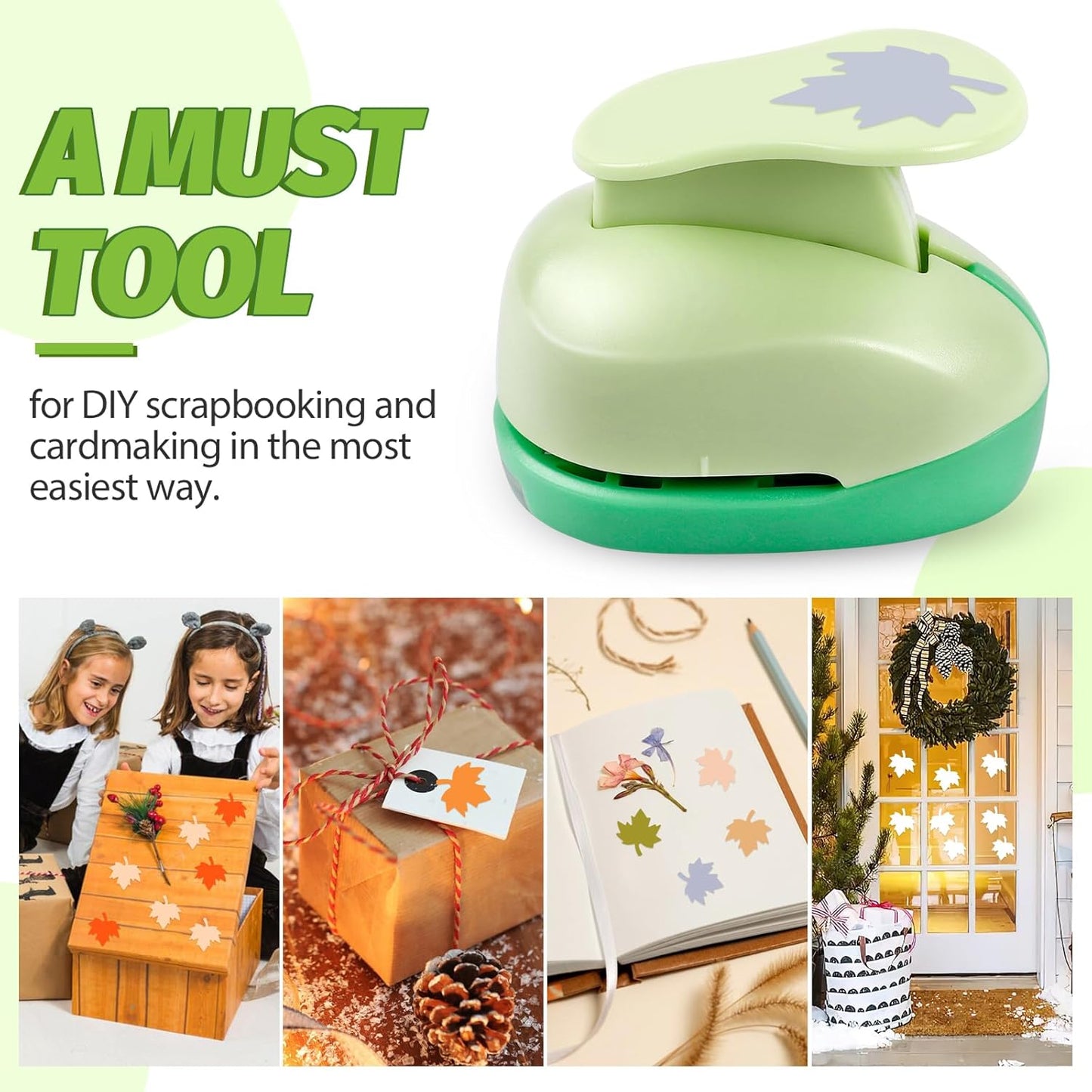 UCEC Maple Leaf Punch Cutter 1inch, Paper Punches, Craft Lever Punch Handmade, Leaves Shape for Paper Crafting, Scrapbooking, Cards Decoration, DIY Arts