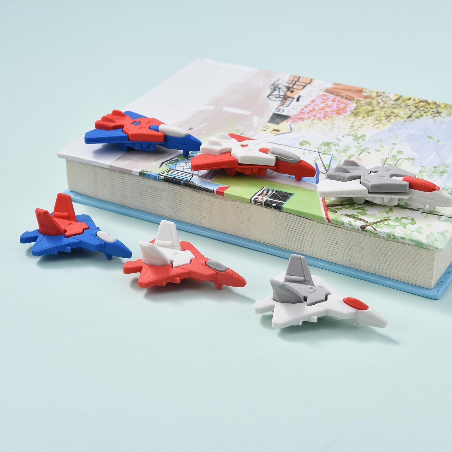 12 Pack Plane Erasers for Kids, 3D Erasers for Boys and Girls, Fun Erasers for School Supplies Prize Gifts Party Favors