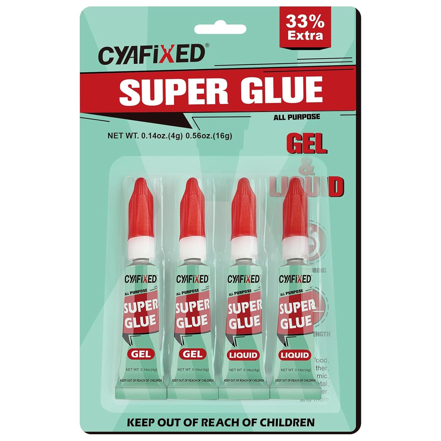 Super Glue Gel & Liquid, Clear Ca Glue Multipack All Purpose Repair Ceramic Plastic Glass Metal Pottery, Single Use Strong Cyanoacrylate Adhesive for Bonding Wood Shoes Crafts Model Aquarium Instant