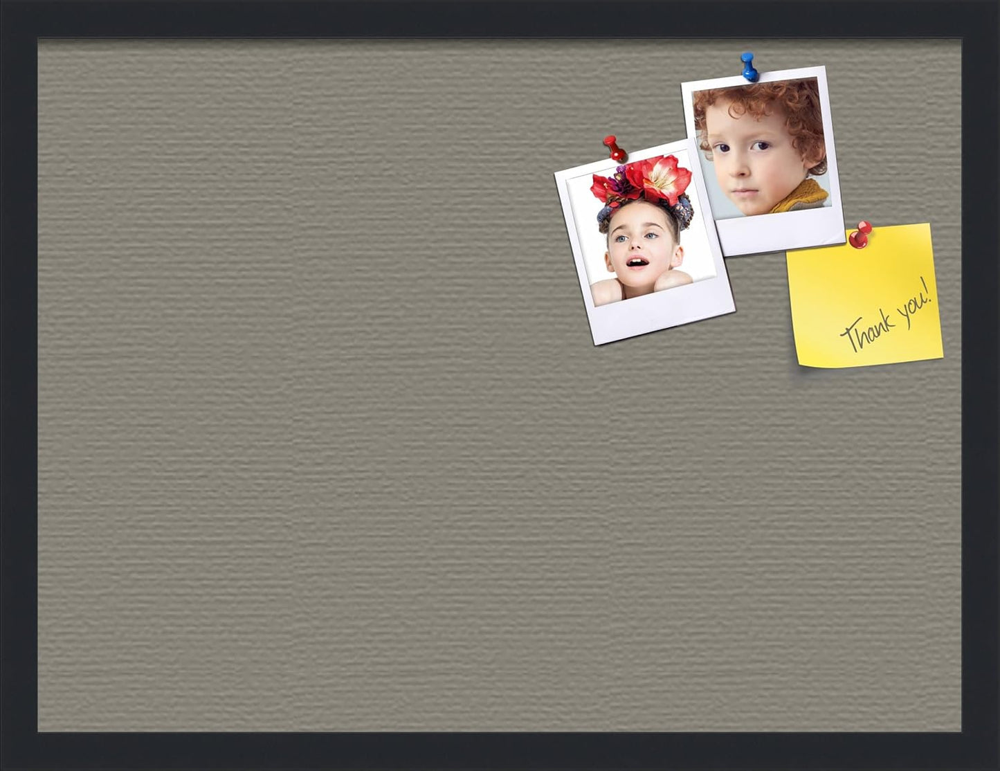 PinPix 24x18 Inch Cork Bulletin Board. This Decorative Framed Pin Board Comes with Pewter Design and a Satin Black Frame. Ideal for Home Office Decor or Message Board (PinPix-1812)