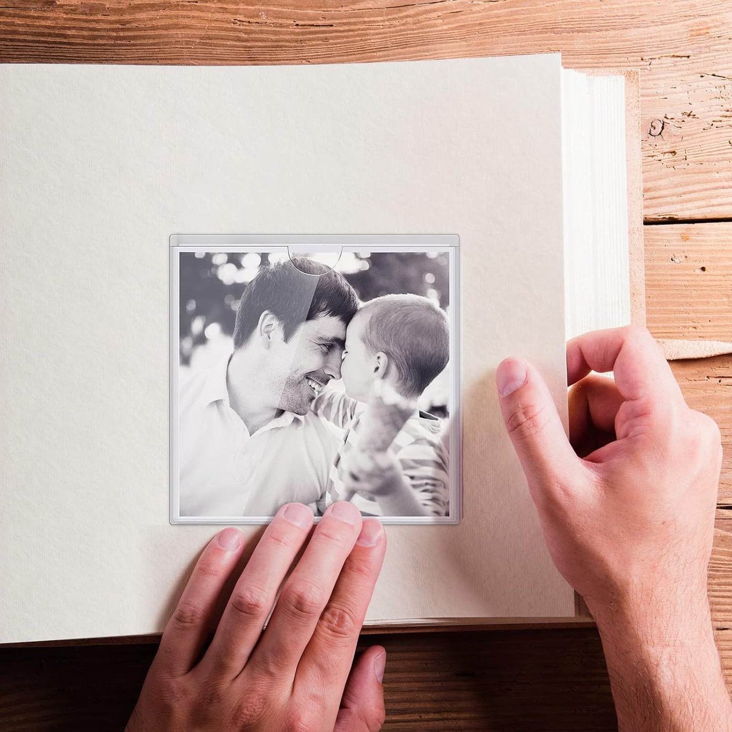 Chinco 50 Pack Clear Adhesive Pockets, Labels for Storage Bins, Plastic Self Adhesive Index Card Holder with Top Open for Organizing Bins Box Drawer(4.1 x 4.1 Inches)