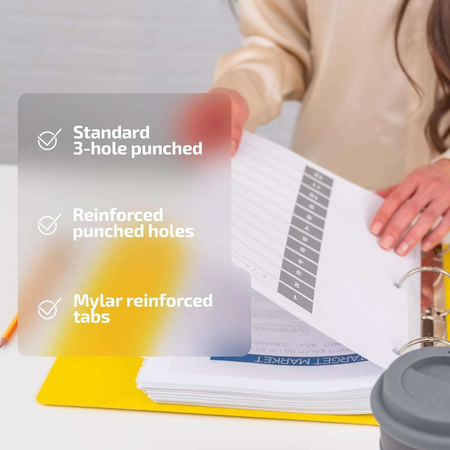 Davis Group 1-12 Index Tab Dividers for 3 Ring Binders, Customizable Table of Contents, 6 Sets