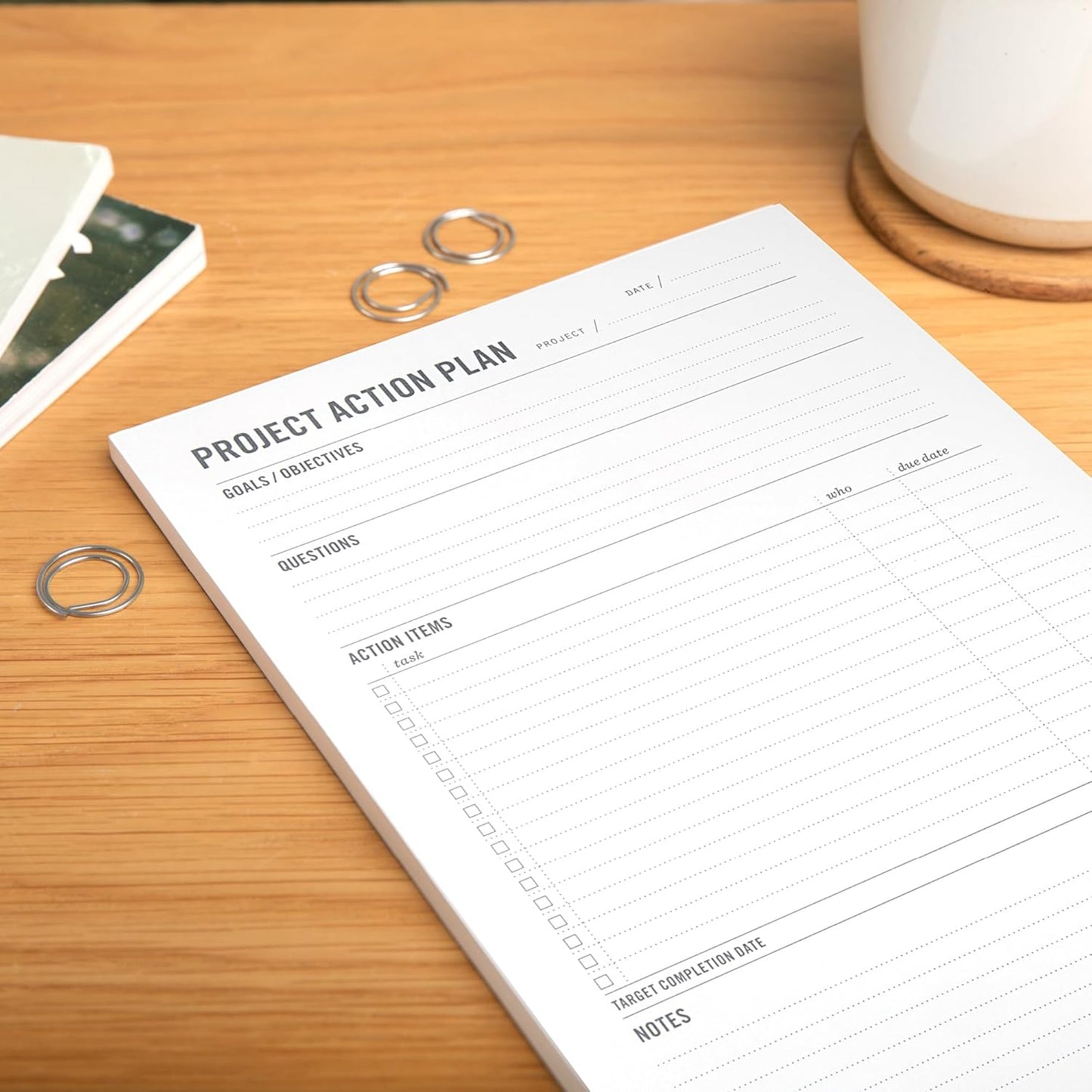 Two Tumbleweeds - Project Planner Notepad - 7 x 10” Planning Pad for Project Management with Checklist, Action Items, Notes - Task Planner - To Do List Organizer For Work & School - 50 Sheets