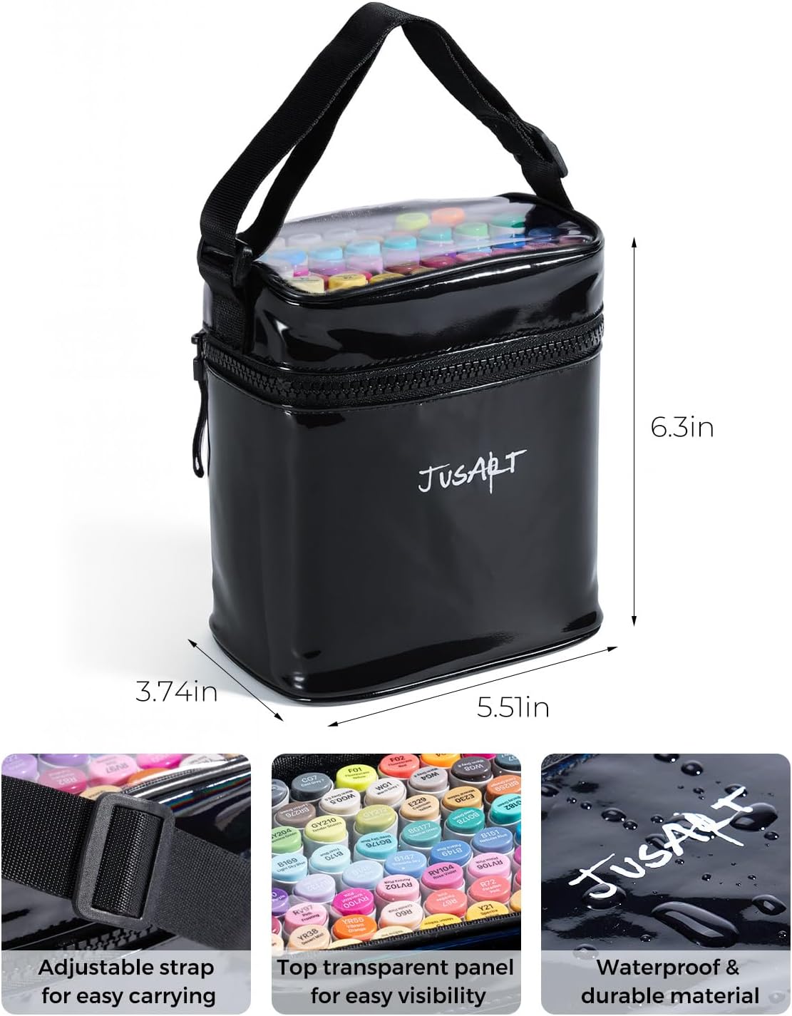 JusArt Alcohol Brush Markers, 48 Colors Dual Tip Art Markers with Brush & Chisel, Alcohol Based Marker Set for Adult Coloring Books, Drawing, Illustration, Sketching, No Bleed Ink Art Supplies