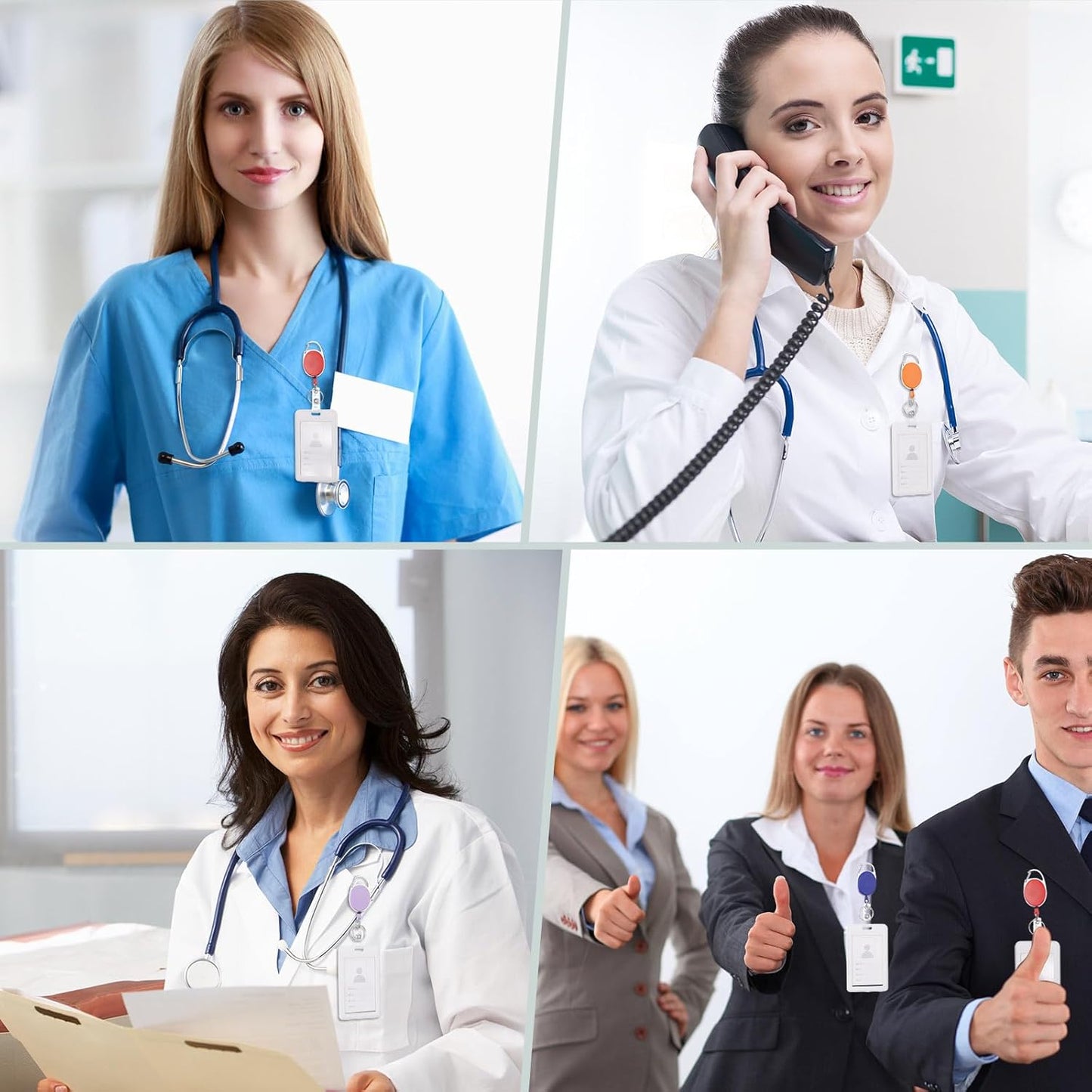 Honoson Heavy Duty Retractable Badge Reels Batch ID Badge Holder Retractable Clip Bulk Key Holder with Ring for Office Worker Employee, Doctor Nurse Gifts