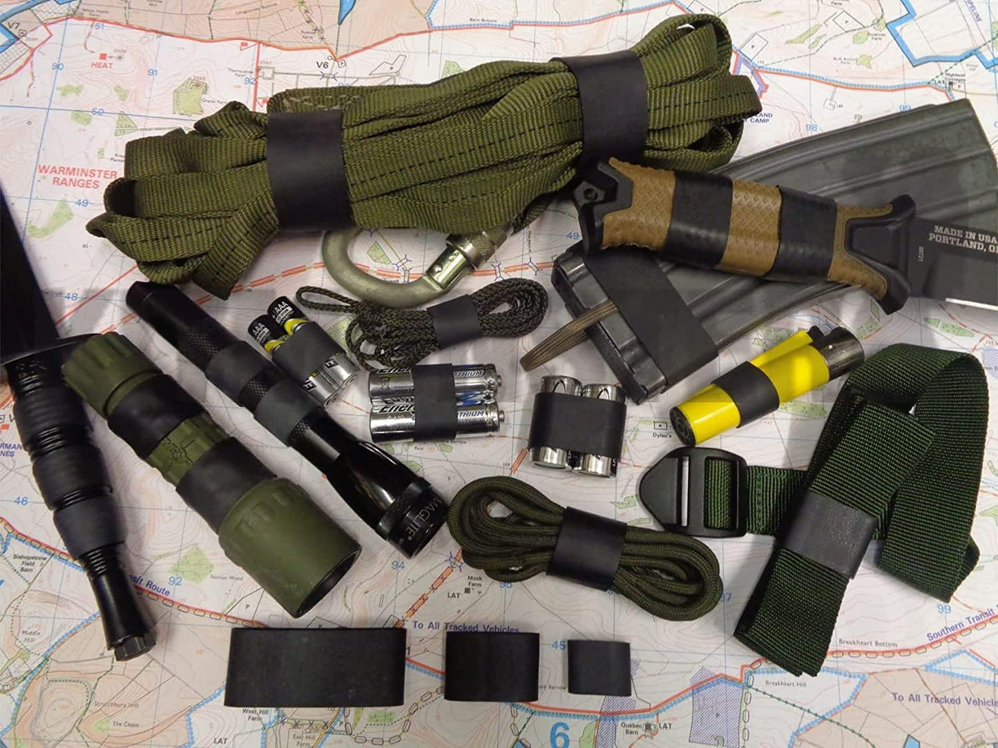 Tactical Rubber Band Black - Heavy Duty UV Heat Cold Resistant Thick Strong Elastic Rubber Bands Outdoor Hiking Backpacking Survival Camping Biking Fixed Item (#64)