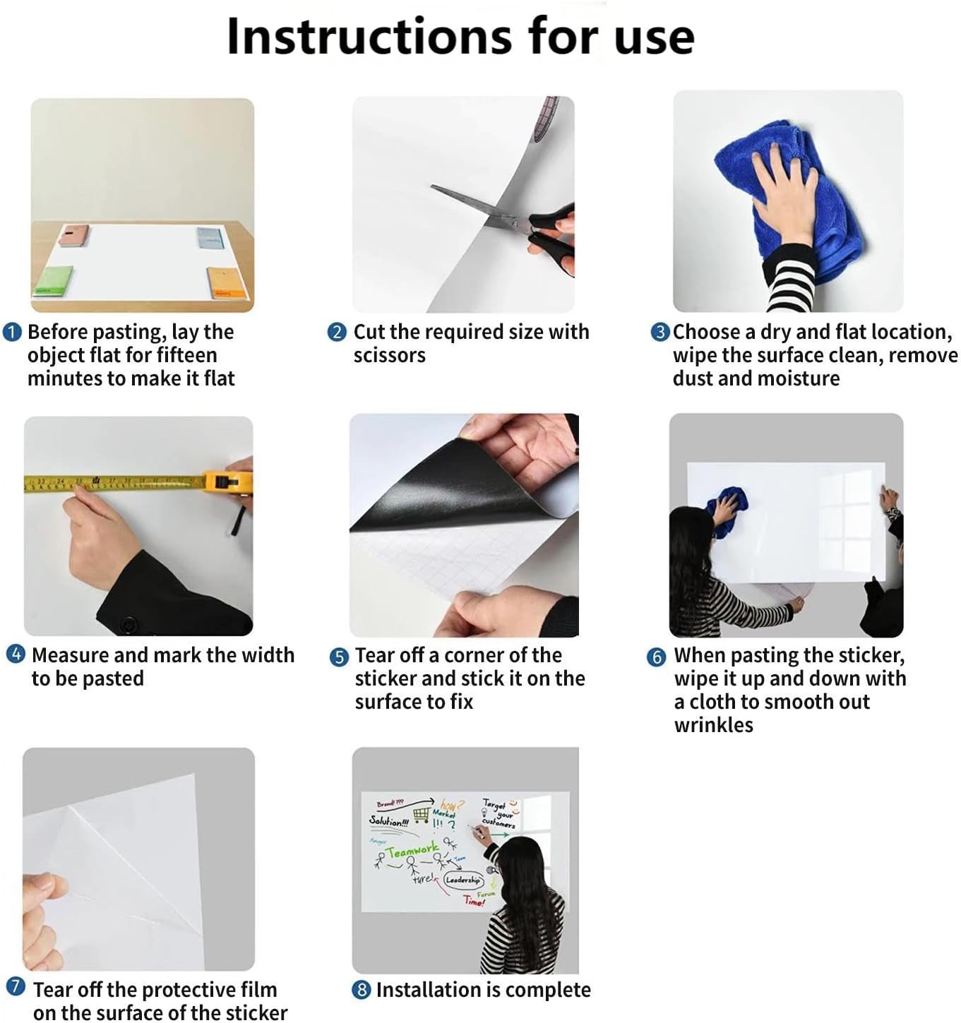 Magnetic Whiteboard Contact Paper, 30" x 40" Stick on Magnetic Dry Erase White Board Sticker on Wall, Easy to Write for Drawing, School, Office, Kitchen Fridge