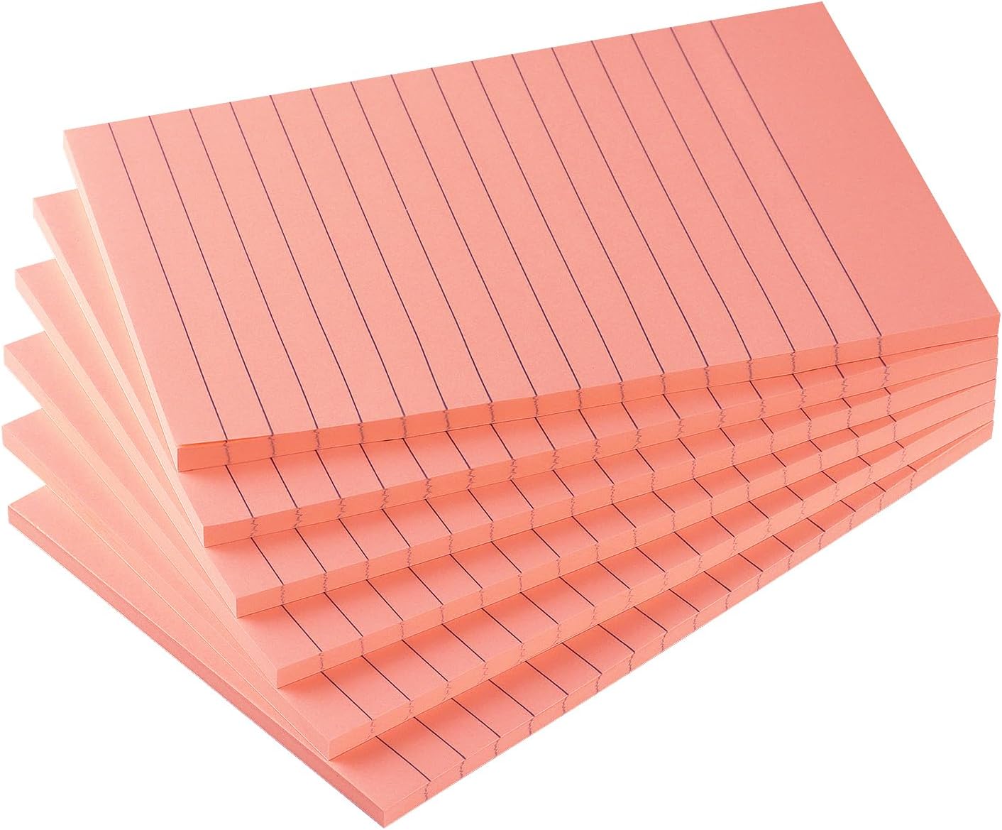 Early Buy 6 Pads Lined Sticky Notes with Lines 4x6 Self-Stick Notes Bright Color Sticky Notes, 45 Sheets/Pad (Pink)