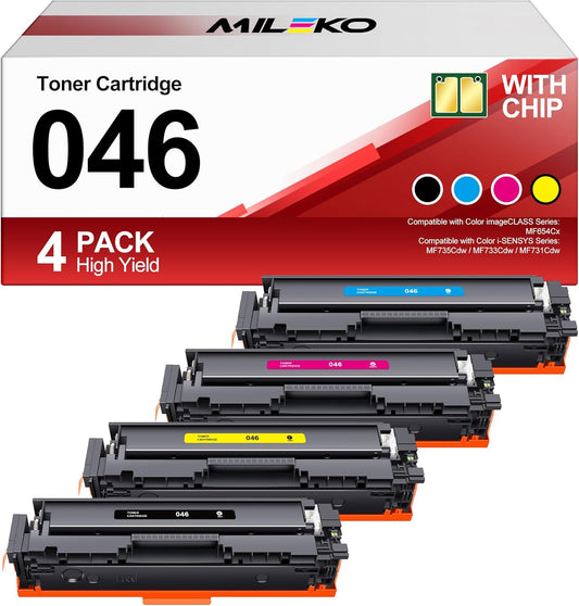 046 Toner Cartridge Replacement for Canon 046 Toner Cartridge Set for Canon 046H CRG-046 for Color ImageCLASS MF733Cdw MF731Cdw MF735Cdw Printer (4 Pack, Black Cyan Magenta Yellow)