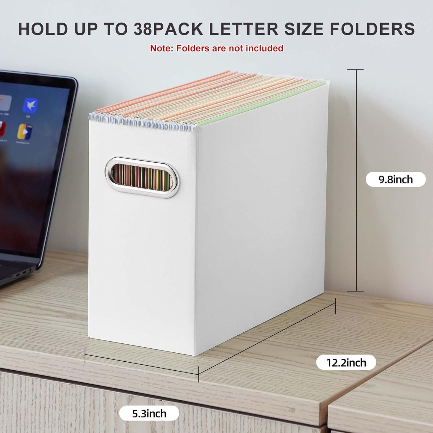 Oterri File Organizer, 4 Packs Small Storage Box, Cardboard File Folder Organizer, Collapsible File Box for Hanging File Folders Letter Size, Portable Filing Organizer with Handle (Multi color)