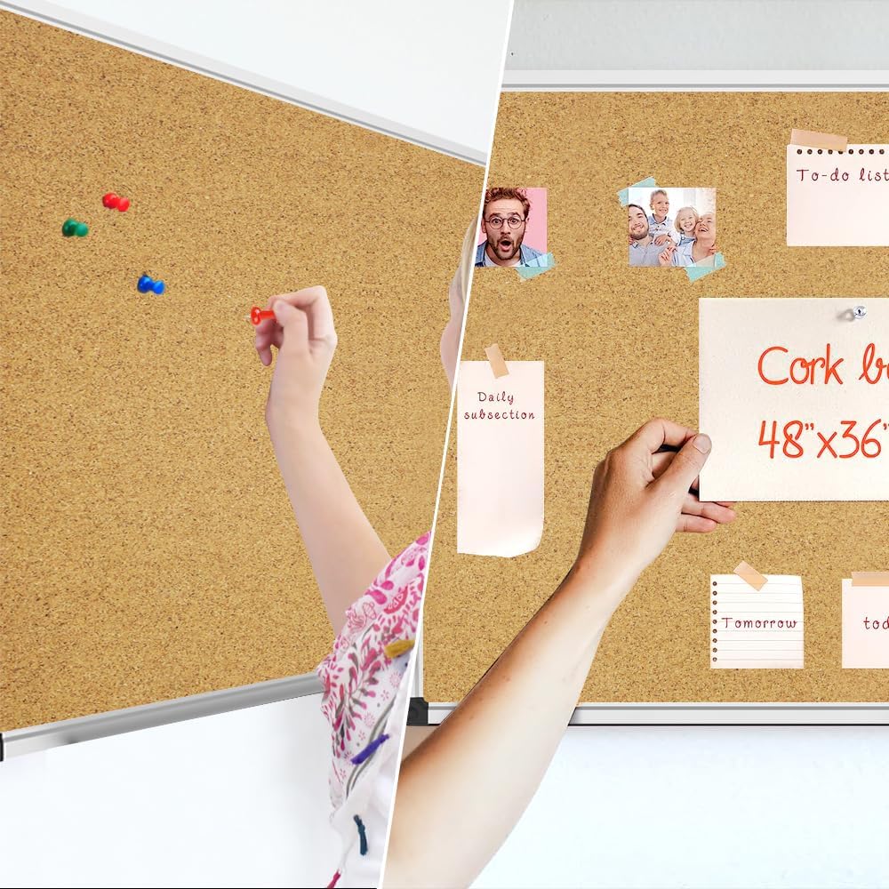 XBoard Cork Board 40 x 30, Notice Cork Bulletin Board Corkboard 4' x 3' with Aluminum Frame and Push Pins for Display