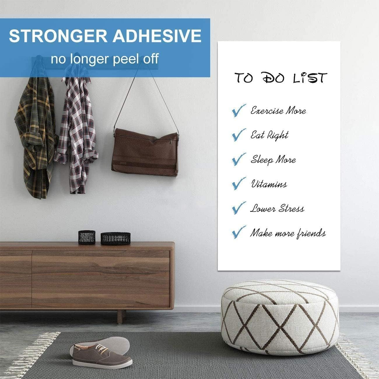 AFMAT Dry Erase Board Sticker, 48 x 36 inches White Board Wallpaper, Dry Erase Sticker for Wall, 4' x 3' Peel and Stick Whiteboard Contact Paper, Adhesive Whiteboard Roll, No Ghost, 3 Markers