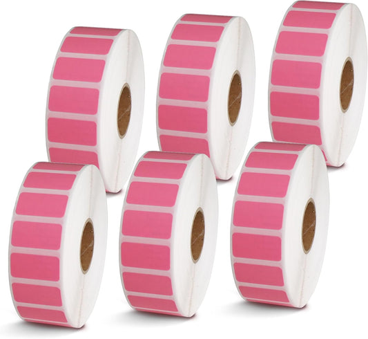 BETCKEY - 1" x 0.5" Small Labels Compatible with Zebra & Rollo Label Printer, Premium Adhesive & Perforated[Pink, 6 Rolls, 14580 Labels]