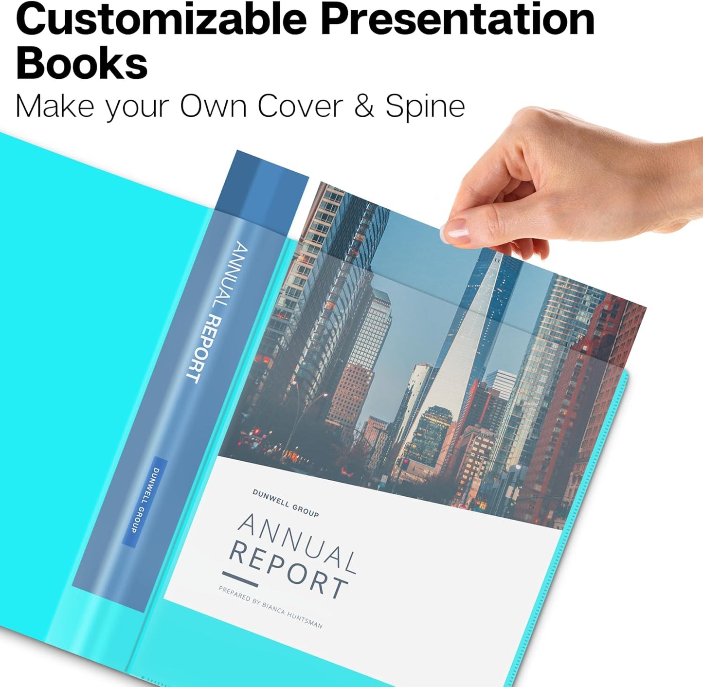 Dunwell Presentation Binder 12-Pocket, Displays 24 Pages, 8.5x11 Portfolio Binder with Plastic Sleeves, Storage and Organizer for Documents, Certificates, Projects, Photos (3 Pack, Aqua)