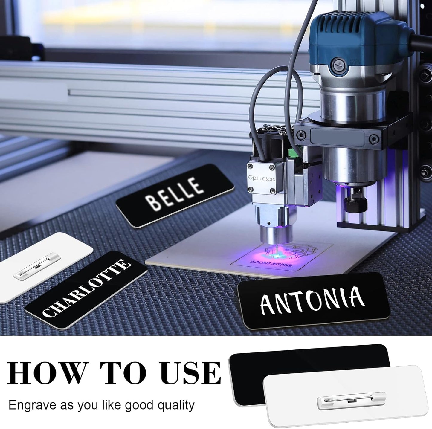 Breling 100 Pieces Name Tags with Pins 1 x 3 Inches Blank Name Tags Reusable ID Badge Holders with Clip for Office Workers Students Employee Custom(Black)