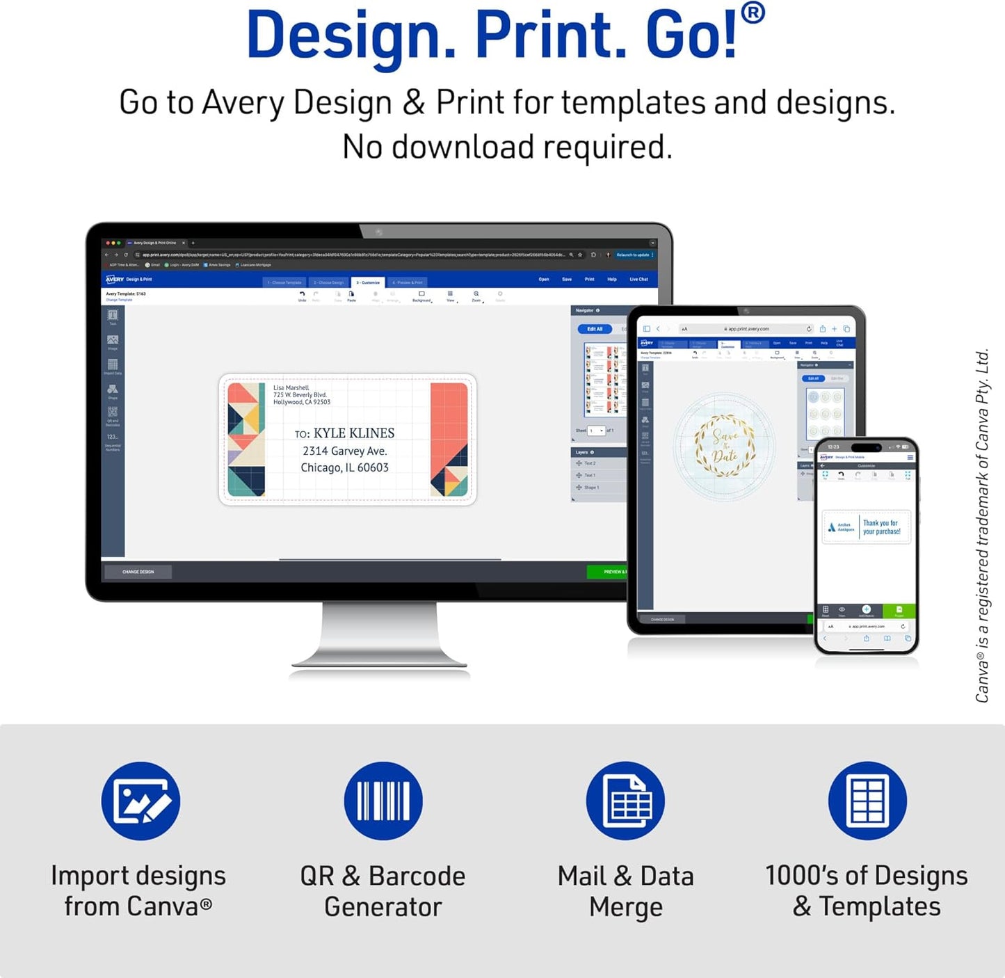 Avery Printable Address Labels with Sure Feed, 1" x 2-5/8", Matte Clear, 750 Blank Mailing Labels (08660)