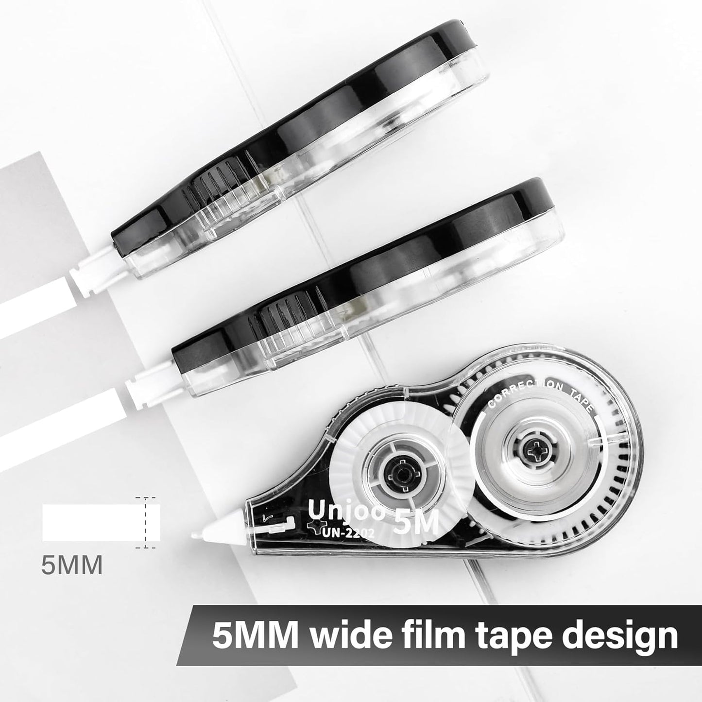 White Correction Tape Dispenser, Fast Clean and Easy to Use Tear-Resistant Tape, For school Supplies, Office (12pack, 5M/196" x 0.2", White)