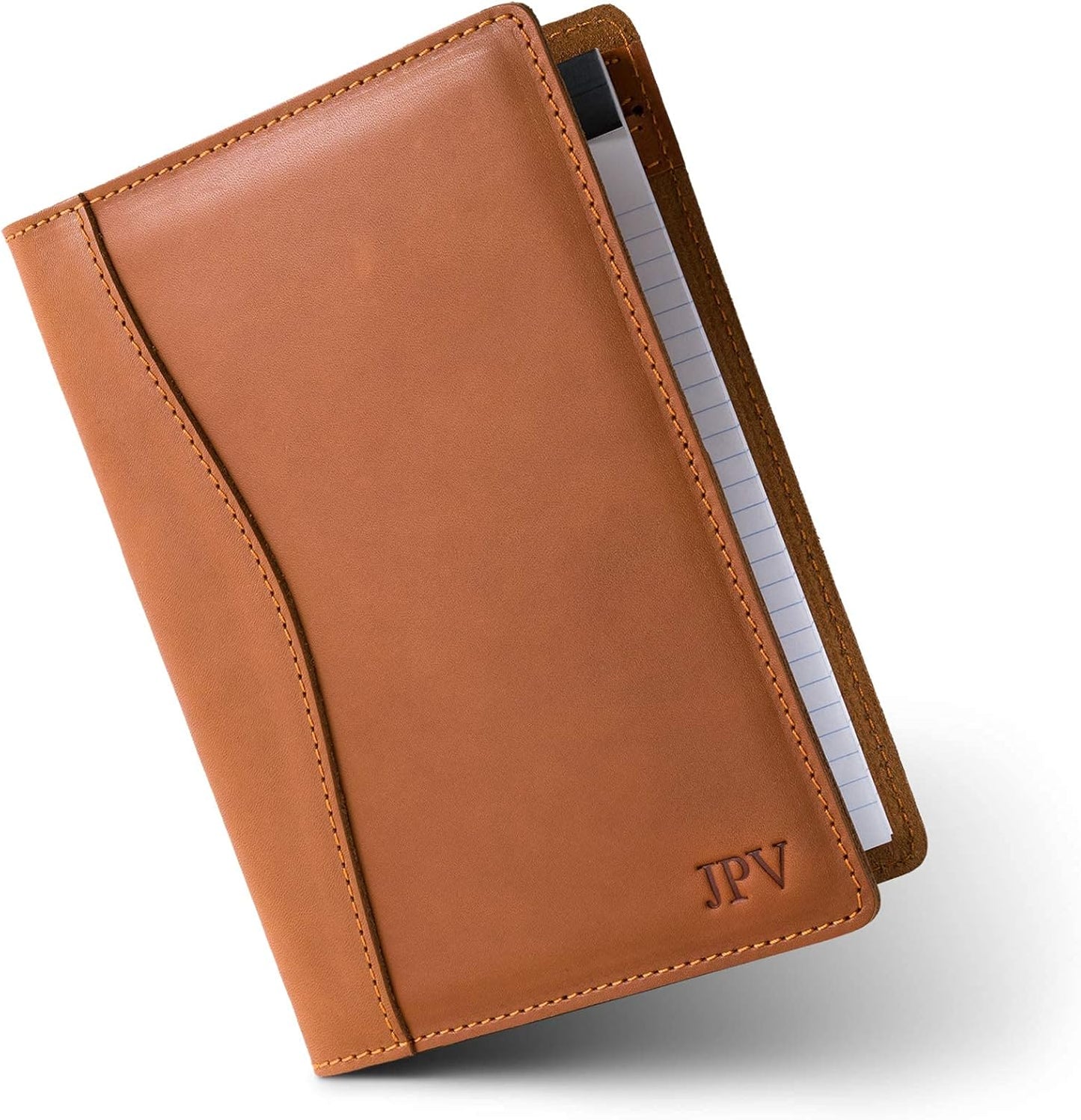 PEGAI Junior Legal Pad Folder Organizer | Portfolio Binder, Resume Interview Document Organizer Folio | Personalized Leather Binder Padfolio with Business Card Organizer | Eriksen (Cognac)
